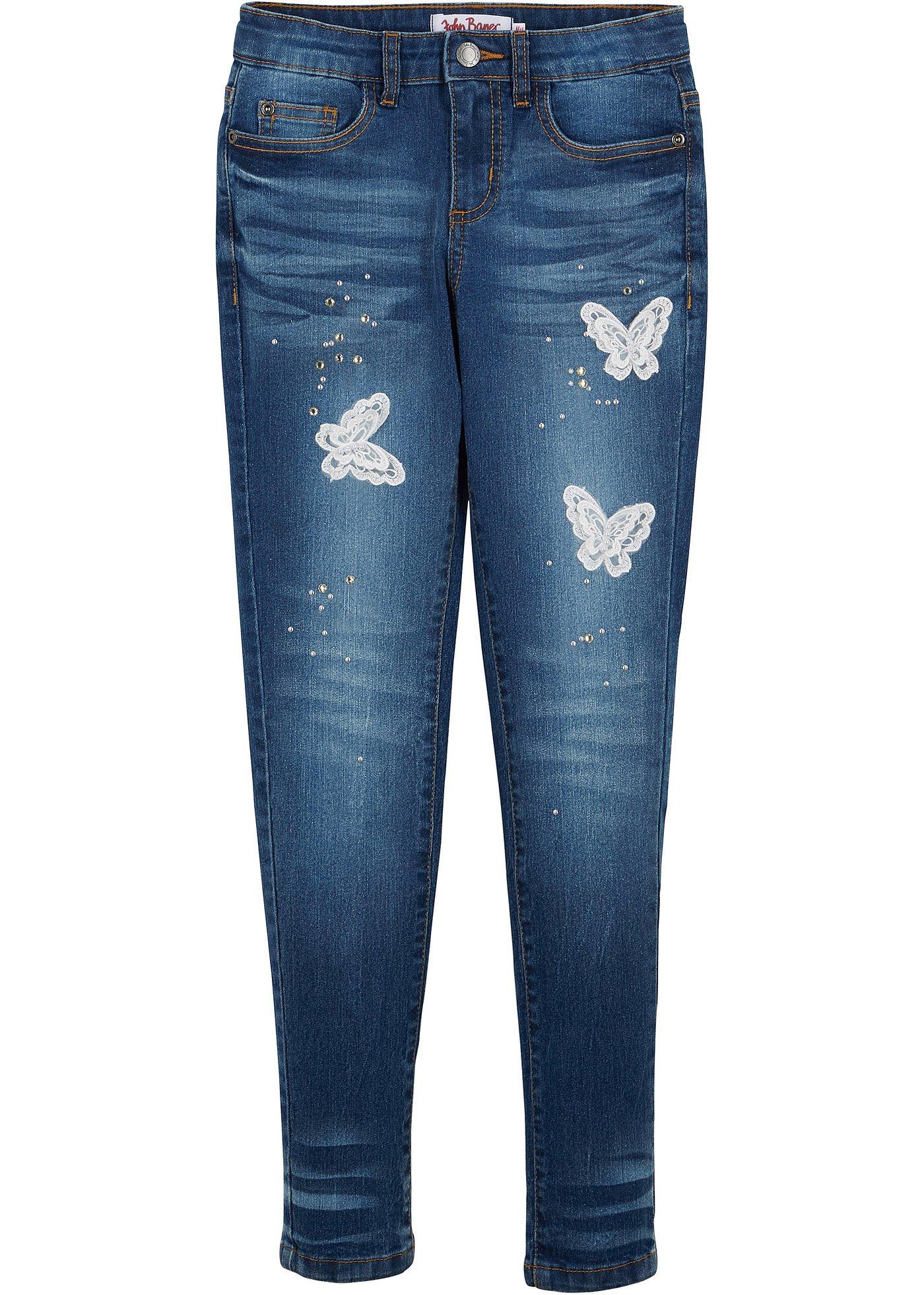 Tolle Jeanshose mit trendiger Applikation (97067695) in blue stone