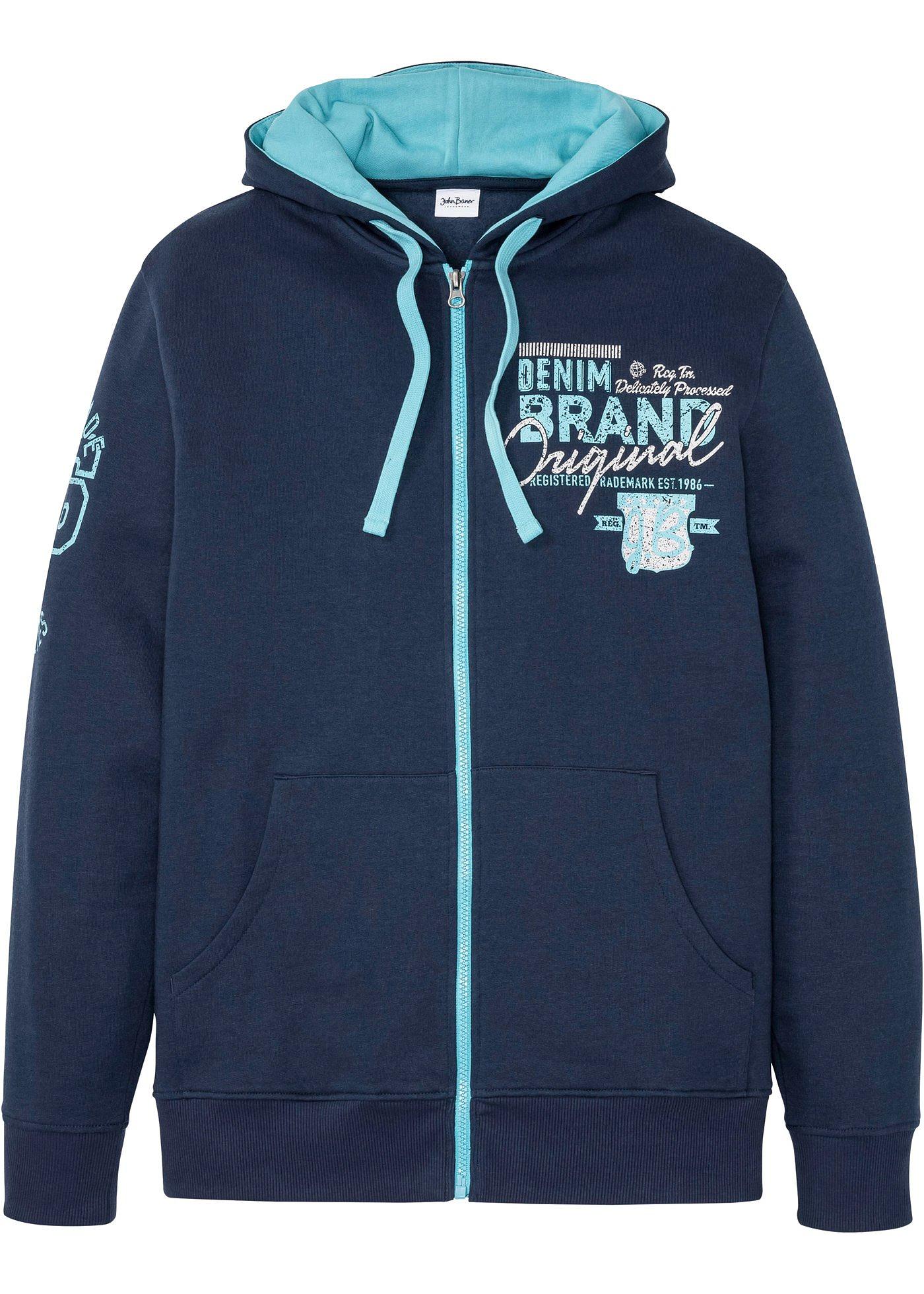 Kapuzen-Sweatjacke mit kernigem Druck (90935781) in dunkelblau bedruckt