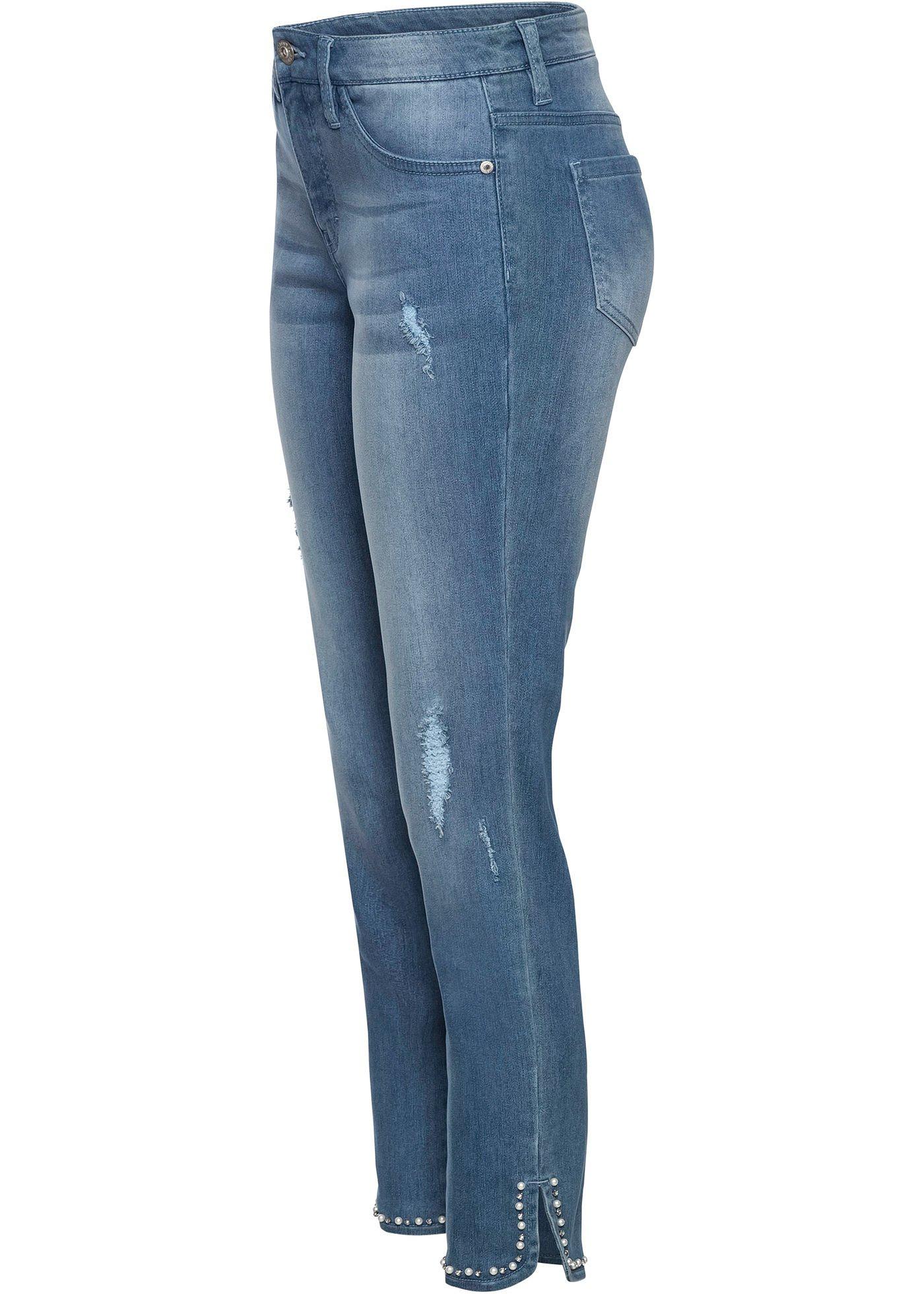 Moderne Jeans mit Applikation am Saum (97703081) in hellblau denim