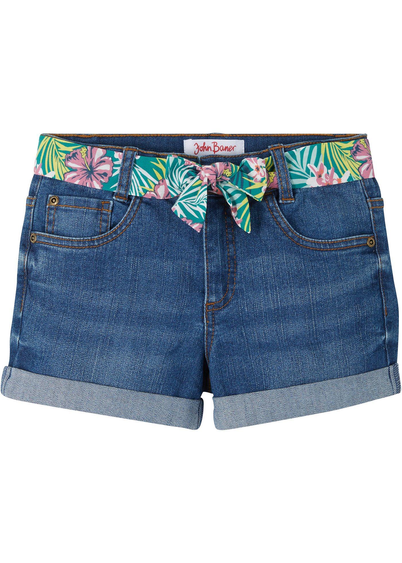 Tolle Shorts mit floralem Bindegürtel (92986295) in blue stone