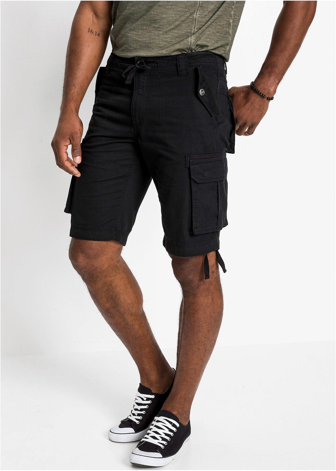 STHUGE cargo-bermuda, baggy fit, elastische tailleband, tot 72, zwart