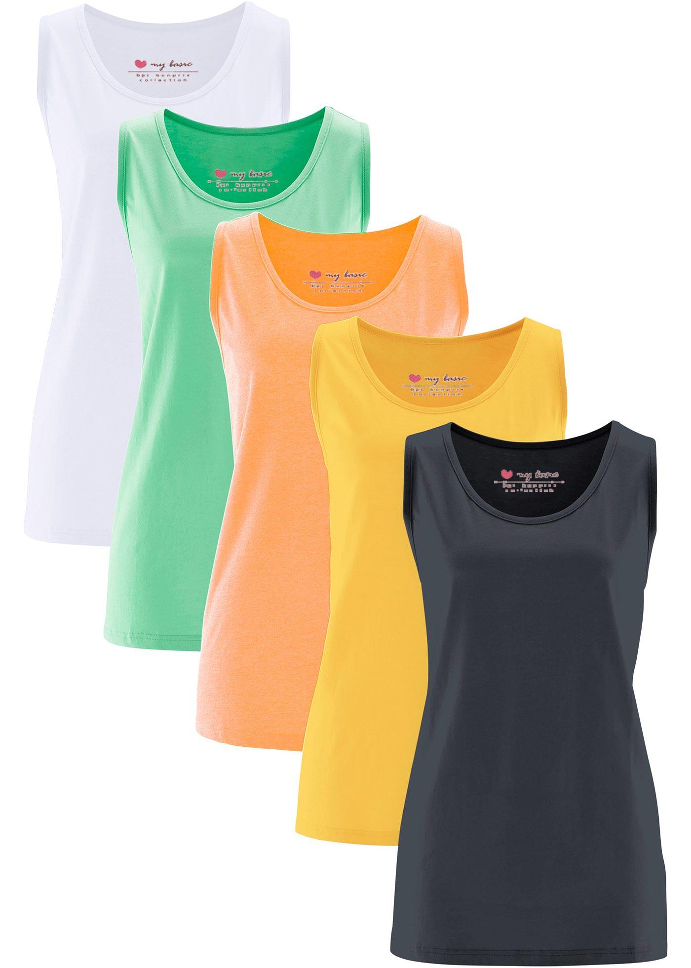 Bequemes Long-Top in Single Jersey (91122881) in kanariengelb+softminze+aprikose+schwarz+weiß