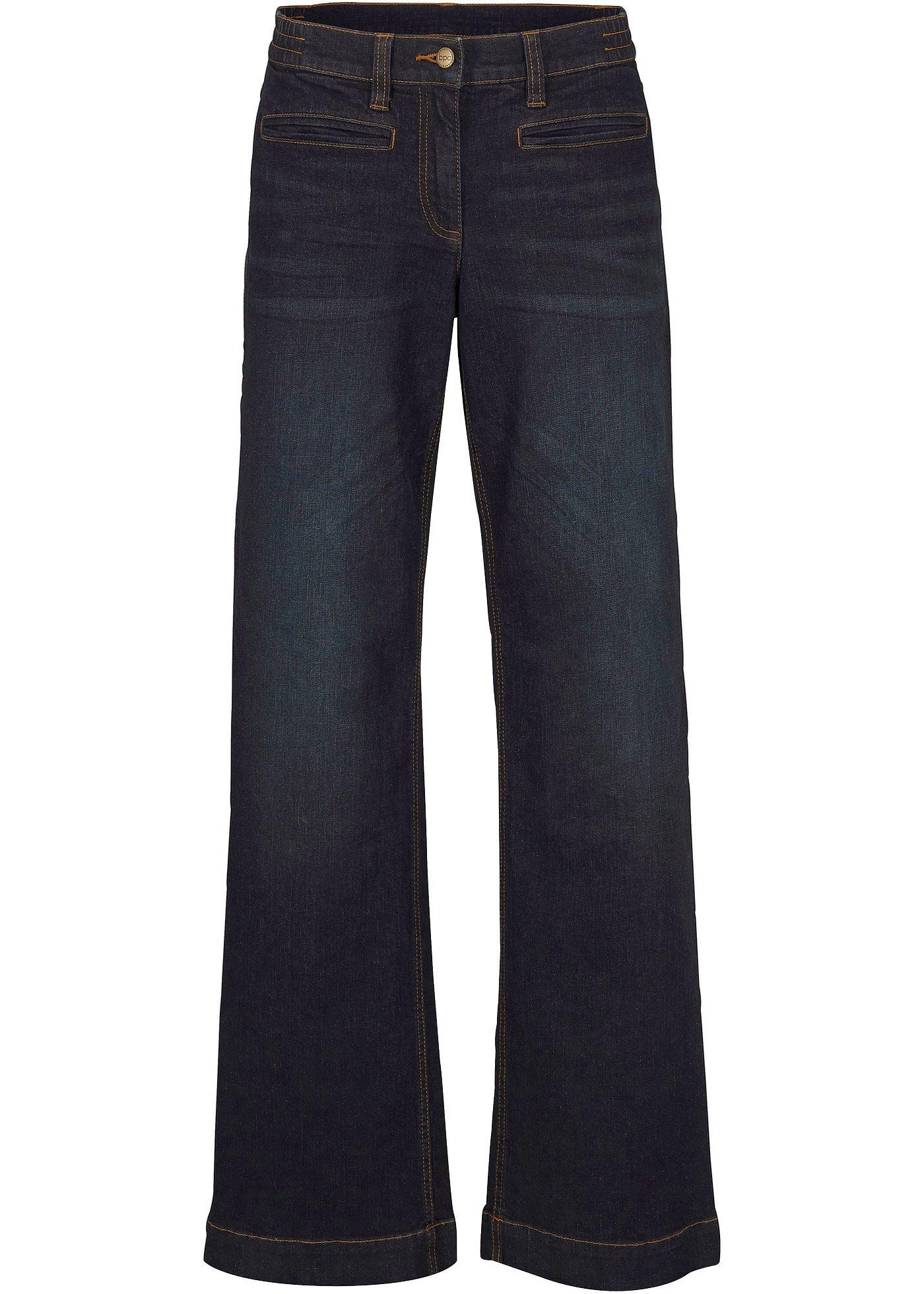 Moderne Jeans mit extra weitem Bein und Bequembund aus Baumwolle dunkelblau denim