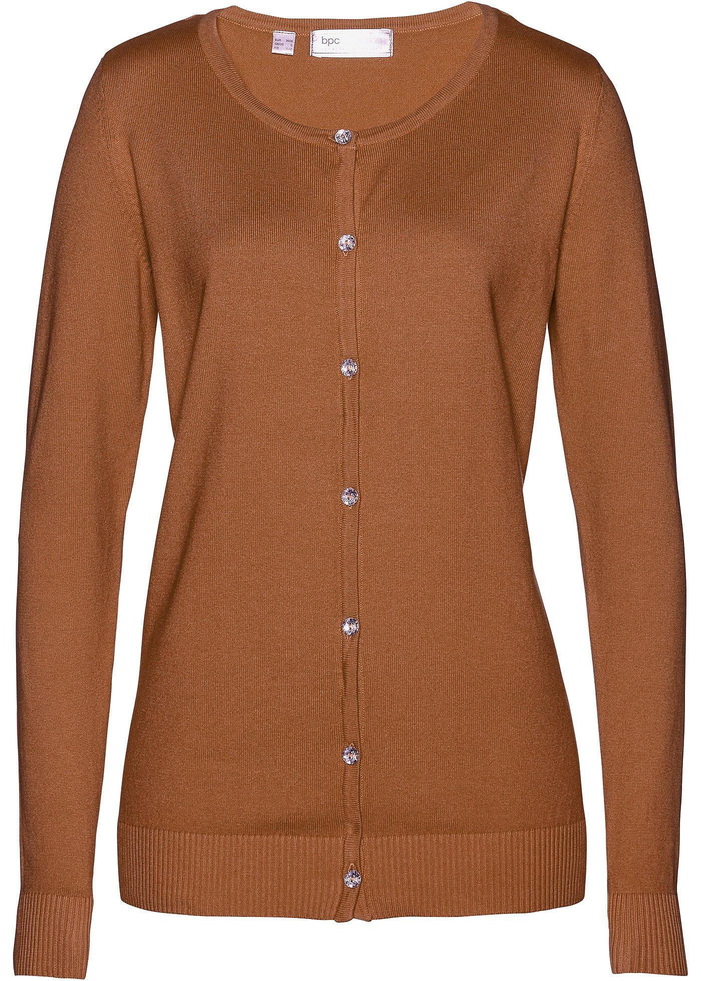 Geschmackvolle Strickjacke mit Rundhalsausschnitt (91672995) in kastanienbraun