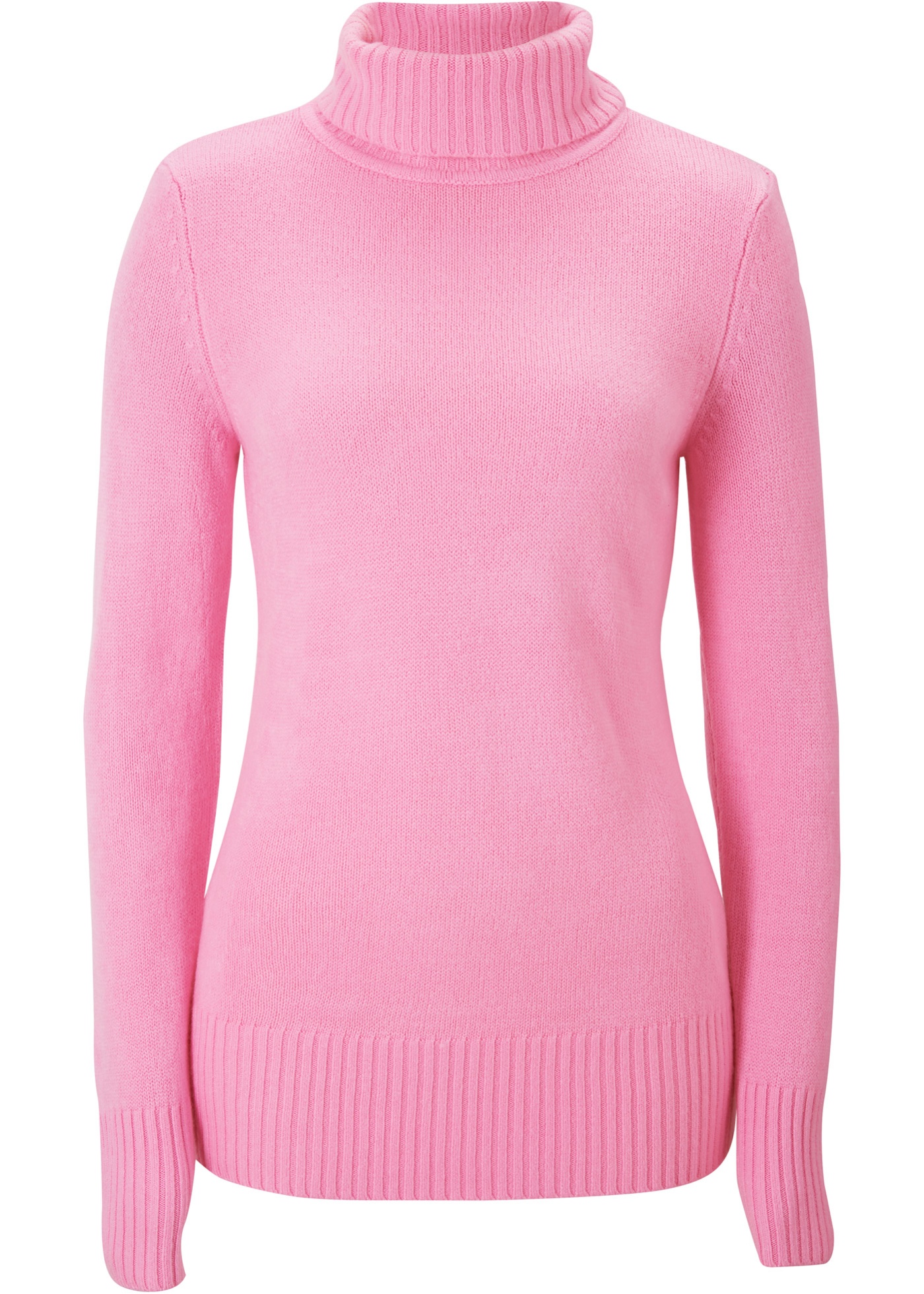 Schöner Rollkragen Pullover Mit Rippeinsatz Rosa