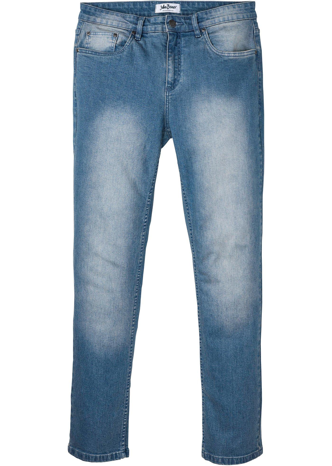 Kernige Slim Fit Stretch-Jeans, Straight in angesagtem dirty overdye (95736181) in mittelblau dirty denim