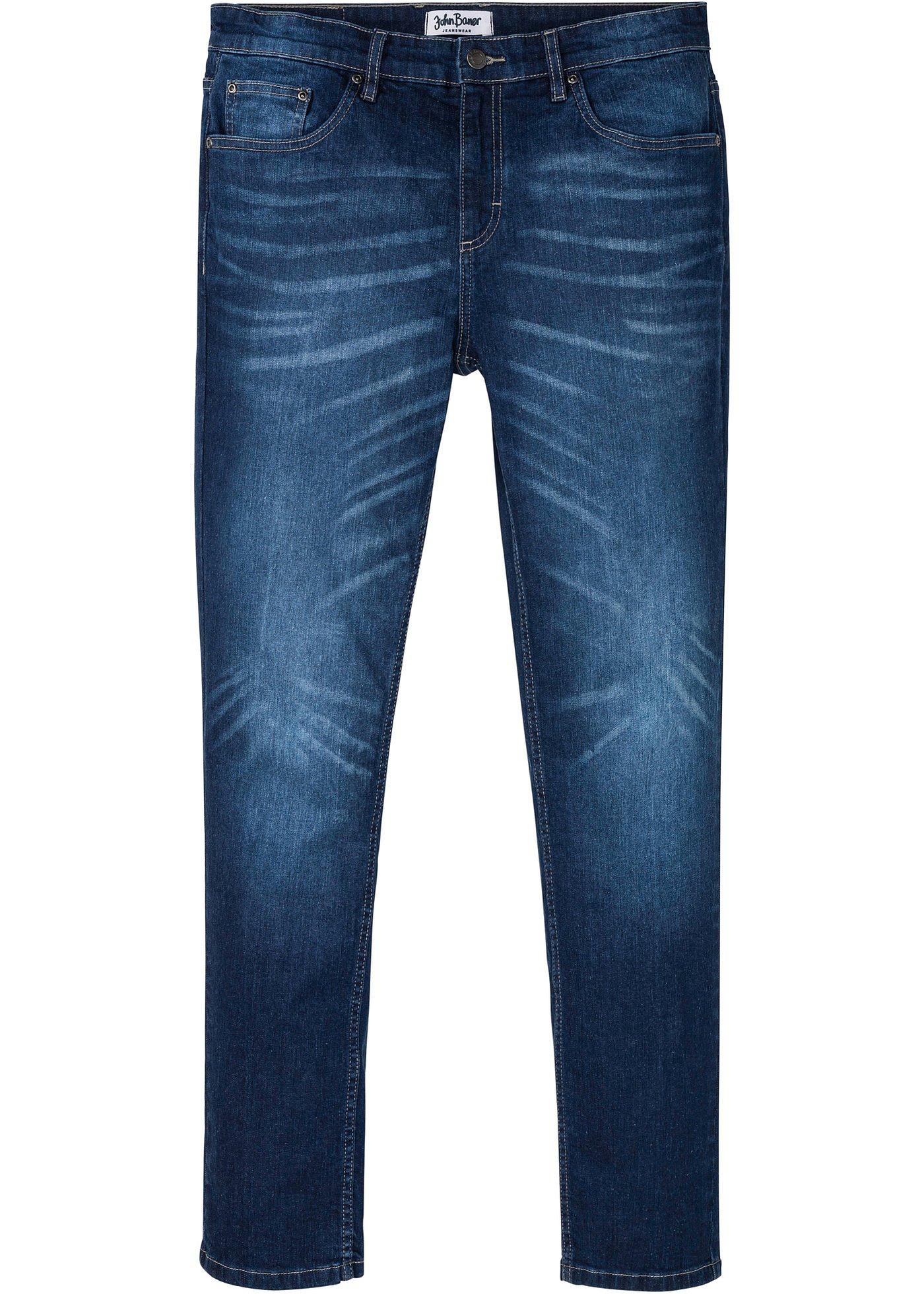 Modische Regular Fit Stretch-Jeans, Tapered (95736281) in blau denim