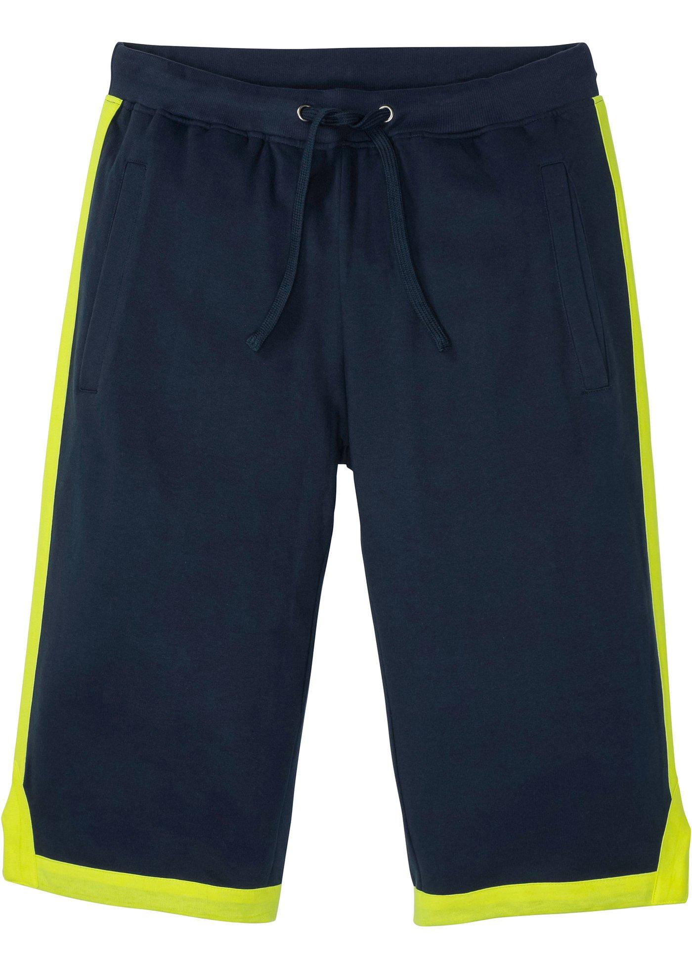 Coole Sweat-Bermuda mit Kontrast-Besatz an den Seiten. (91574981) in dunkelblau/neongelb