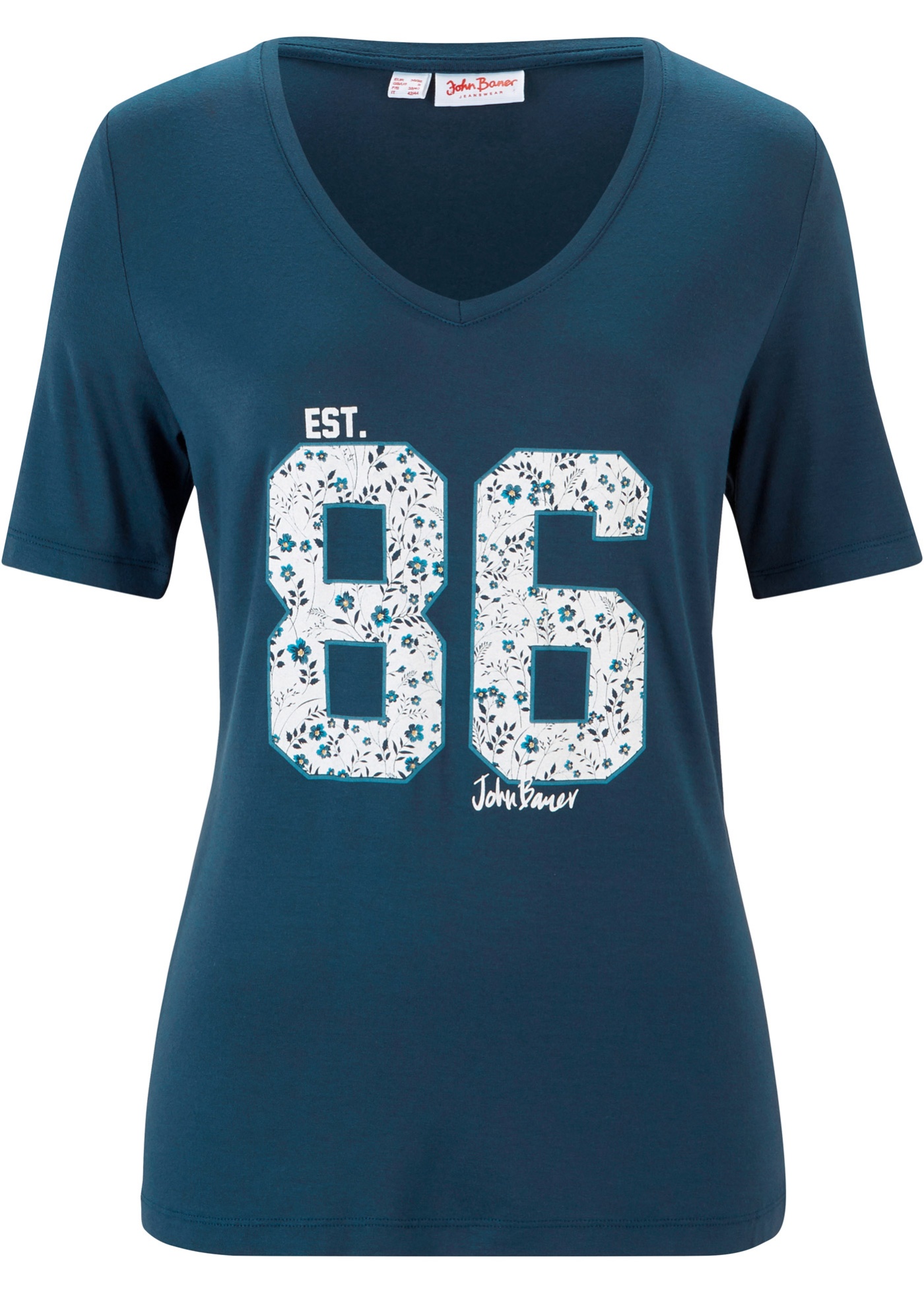 Sportliches T-Shirt, mit Druck (91815695) in dunkelblau bedruckt