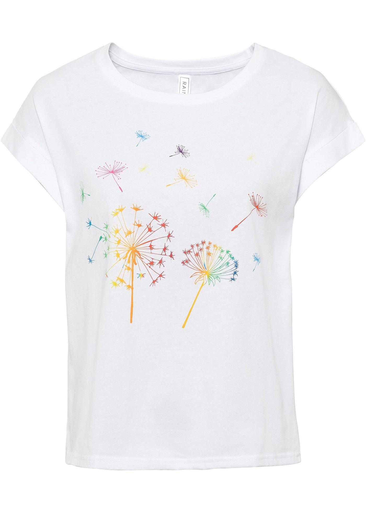 Süßes T-Shirt mit verspieltem, farbenfrohen Print - weiß floral