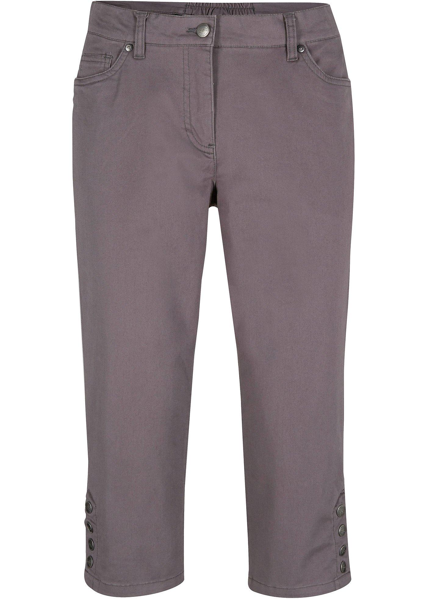 Baumwoll-Capri-Hose mit Bequembund und Knöpfen