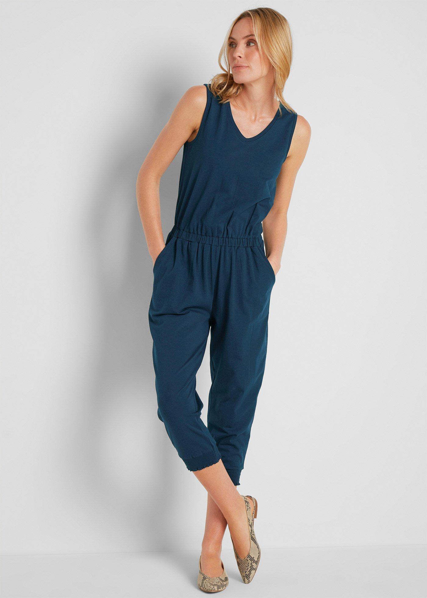 Legerer Jumpsuit in figurschmeichelnder Form dunkelblau