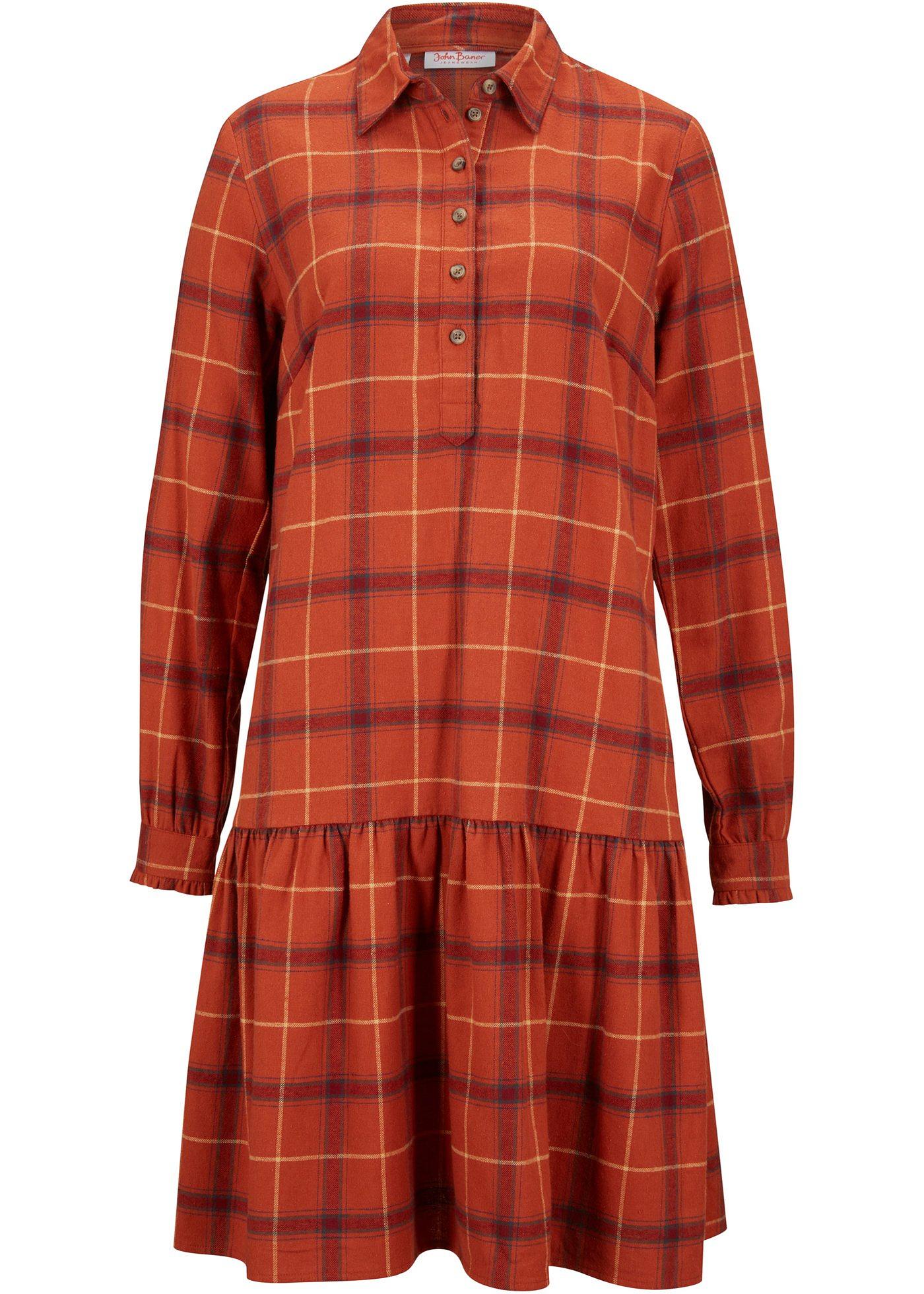 Schönes Flanell Tunika-Kleid (94624495) in rostbraun kariert