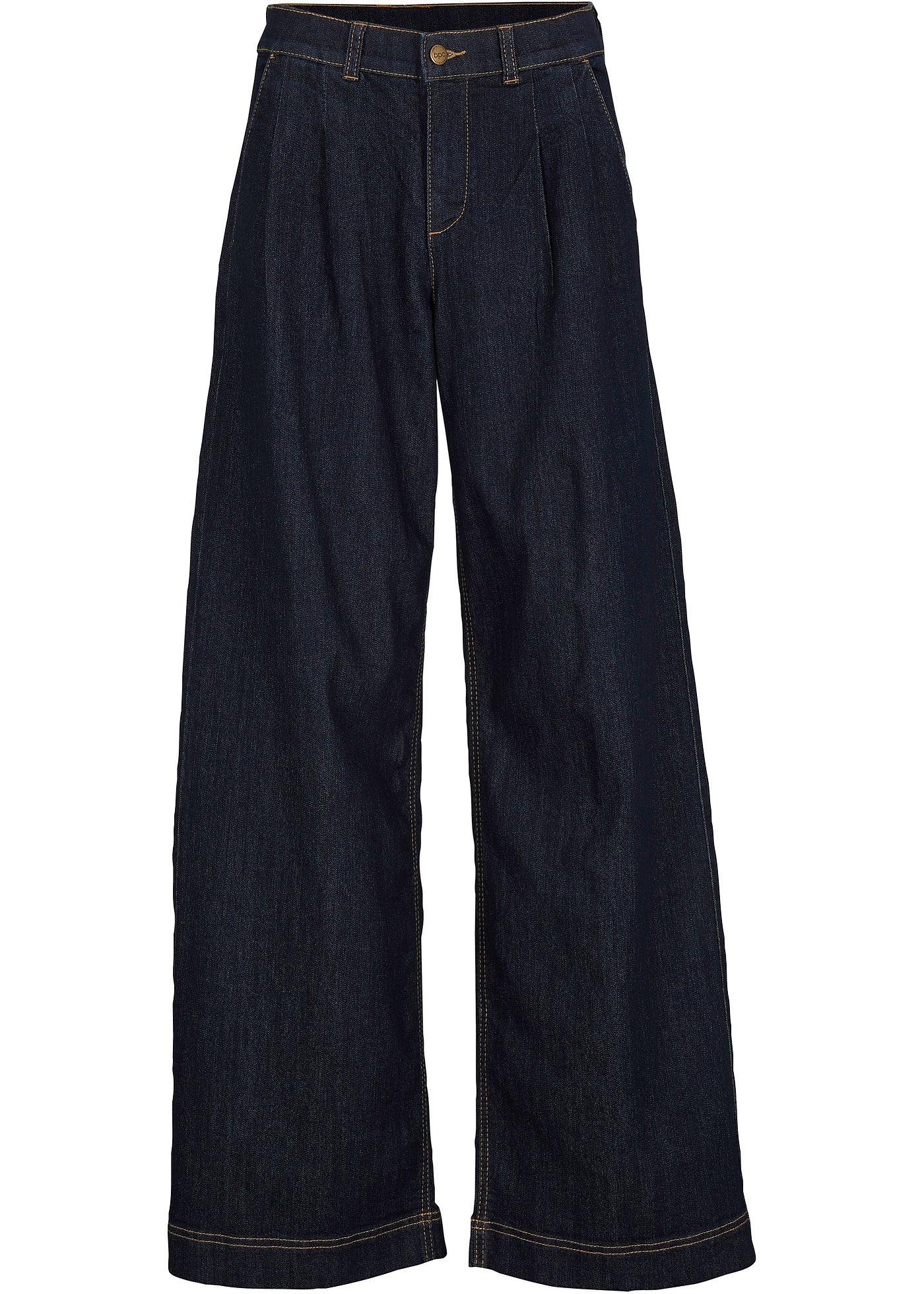 Stylische Marlenejeans mit Bundfalten und Bequembundfunktion (95014595) in dunkelblau denim