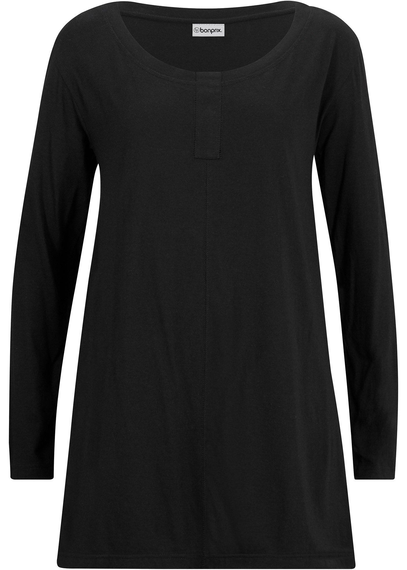 Hübsches Langarmshirt in weiter A-Line mit Rundhals-Ausschnitt (94806095) in schwarz