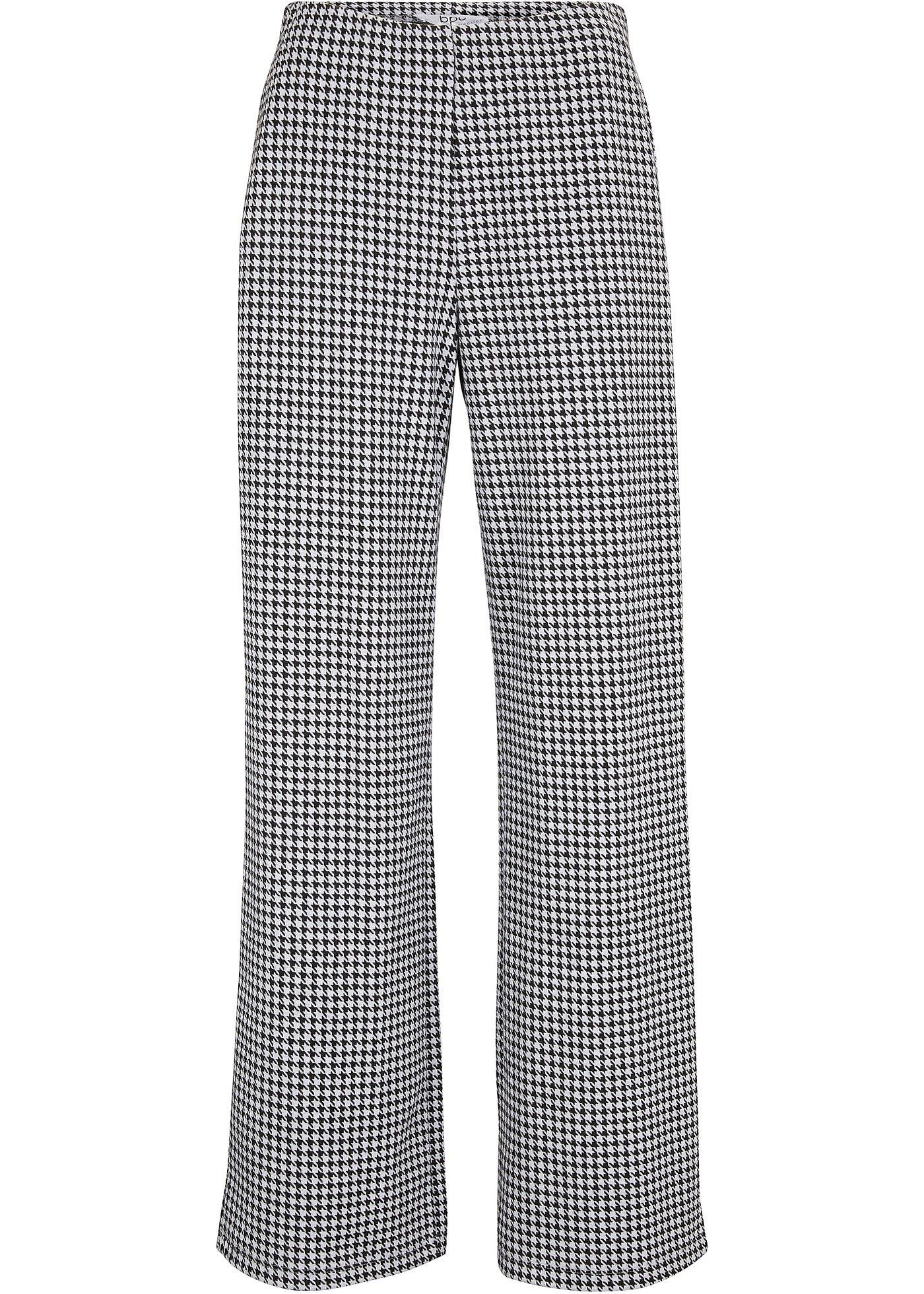 Stretch-Hose mit Hahnentrittmuster, Wide leg