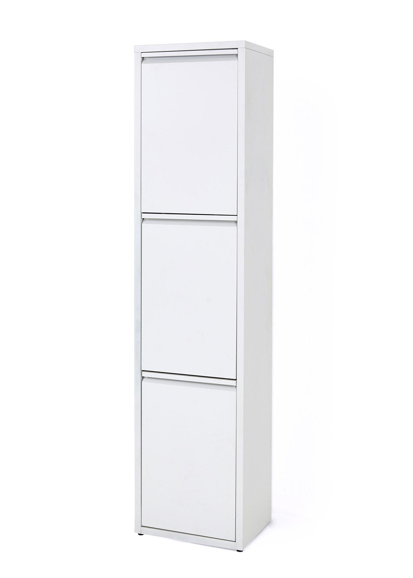 Müll trennen leicht gemacht: Metall Mülleimer mit 3 Klappen - weiß