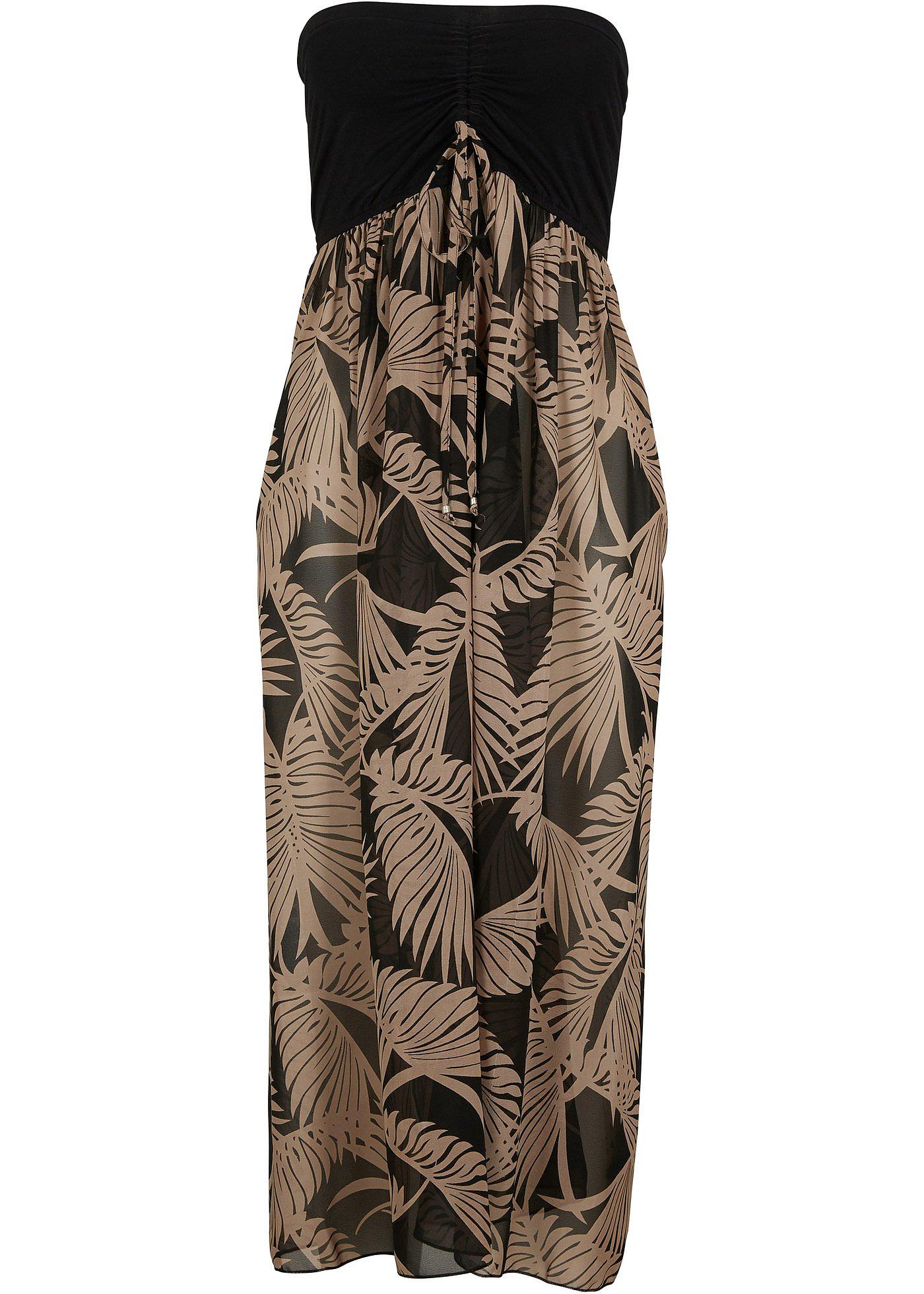 Apartes Strandkleid mit Bandeau-Top (93599895) in schwarz / taupe bedruckt