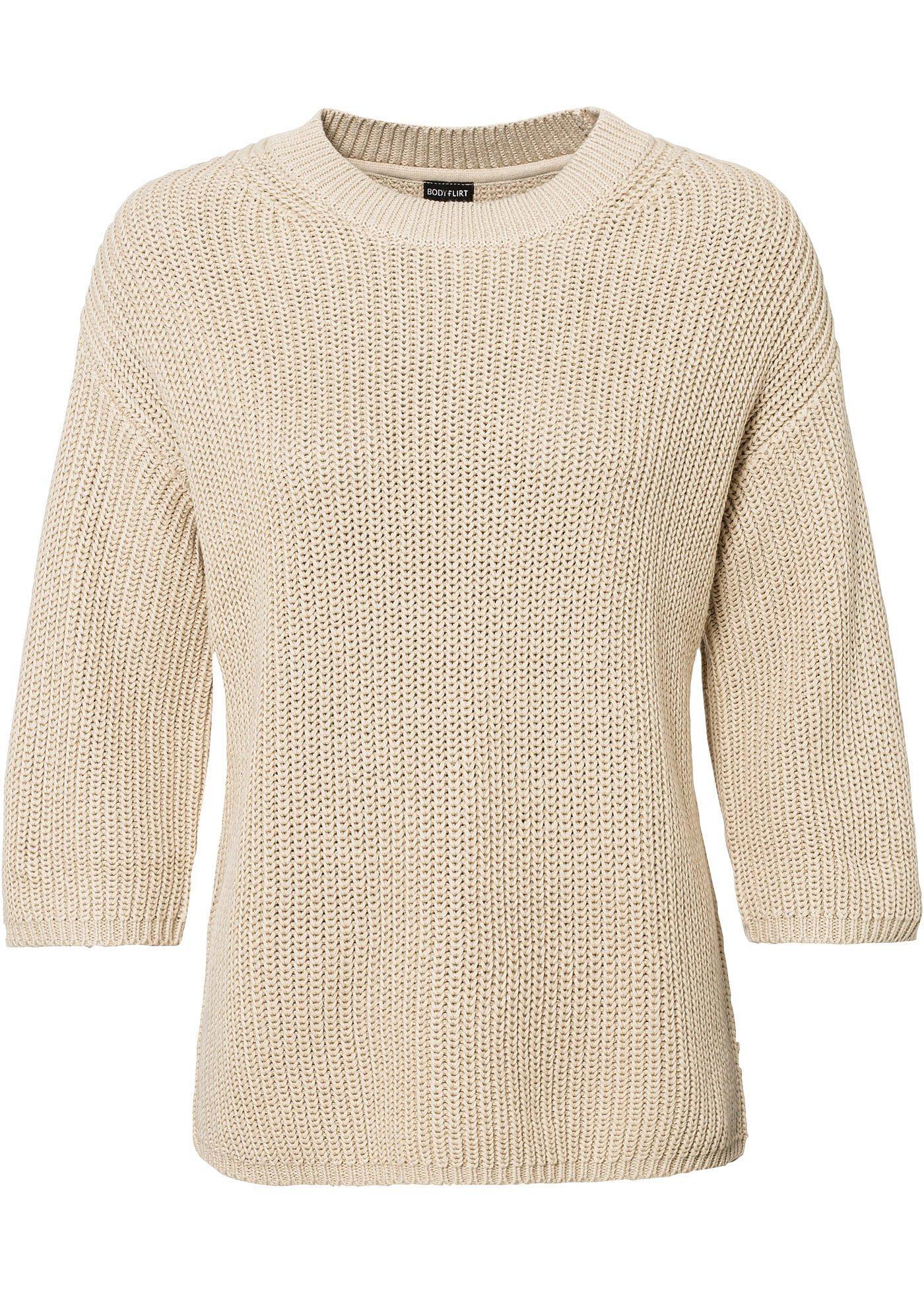 Charismatischer Pullover mit dekorativen Schlitzen am Saum. (92253995) in kieselbeige