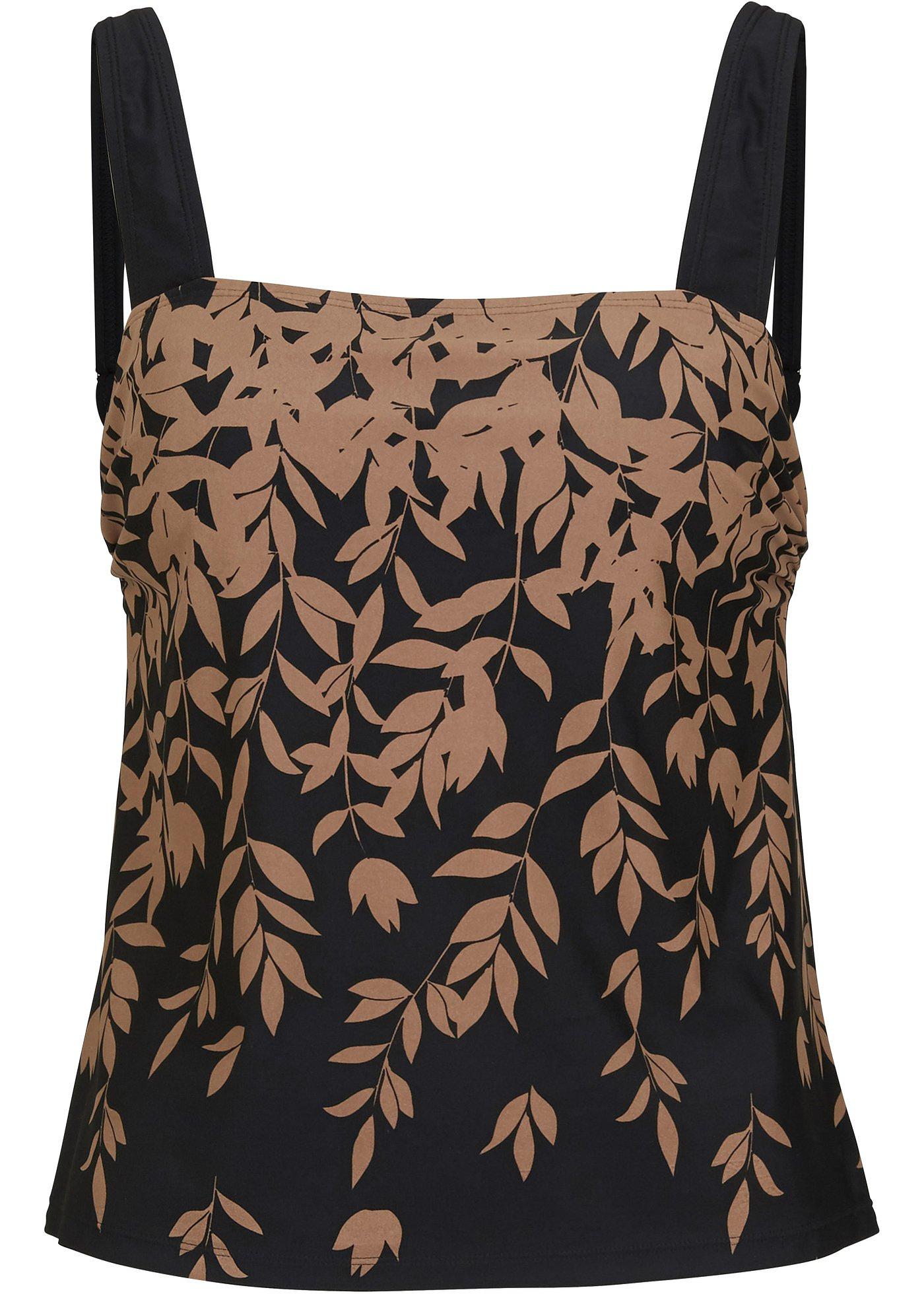 Geschmackvoller Tankini mit auslaufendem Print (93620495) in schwarz / taupe geblümt