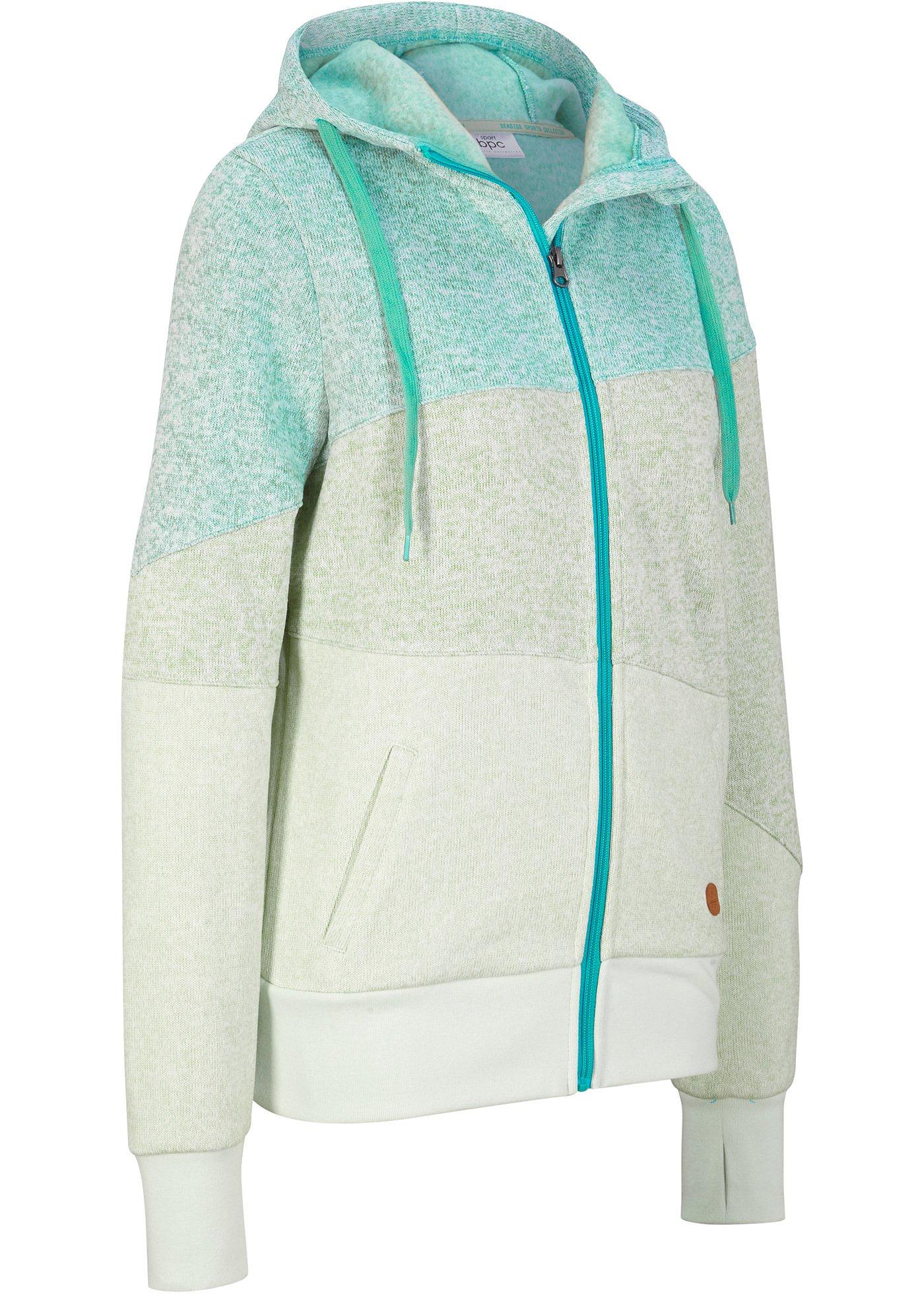 Colorblock Strickfleecejacke (90459995) in salbeigrün / softgrün / mint