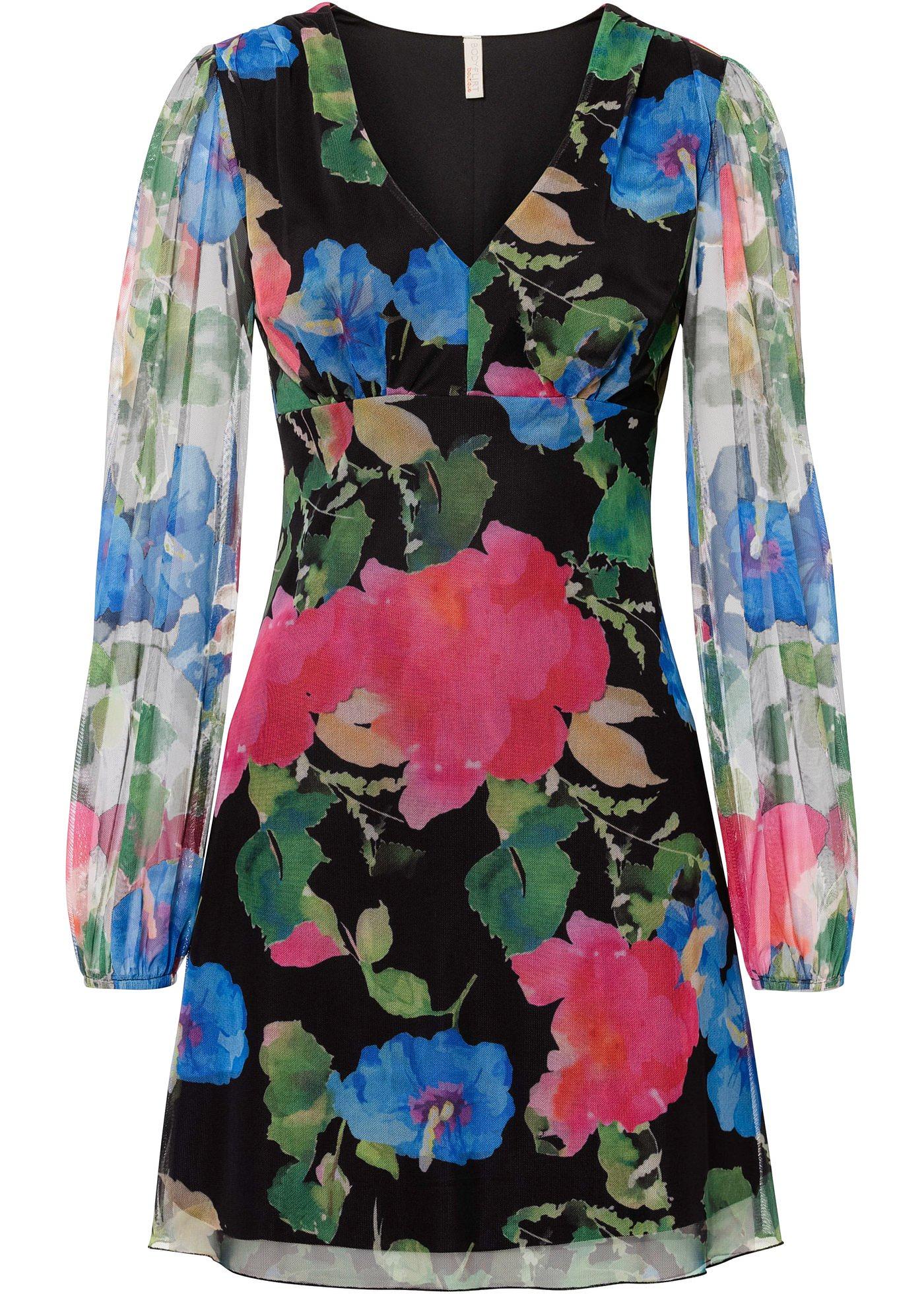 Schönes Kleid mit Blumendruck (92809695) in schwarz / blau / rosa geblümt