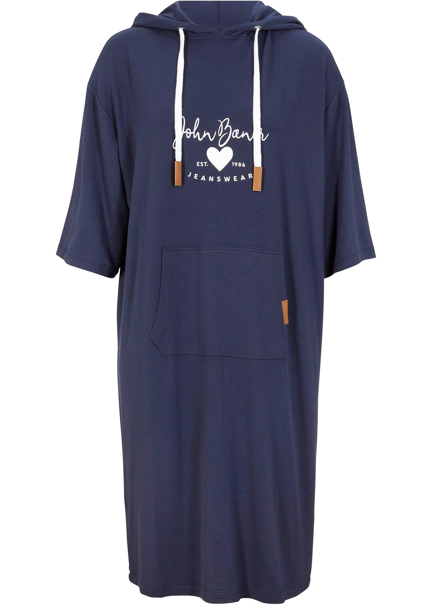 Lockeres Sweatkleid mit 3/4-Ärmeln (95515095) in dunkelblau bedruckt