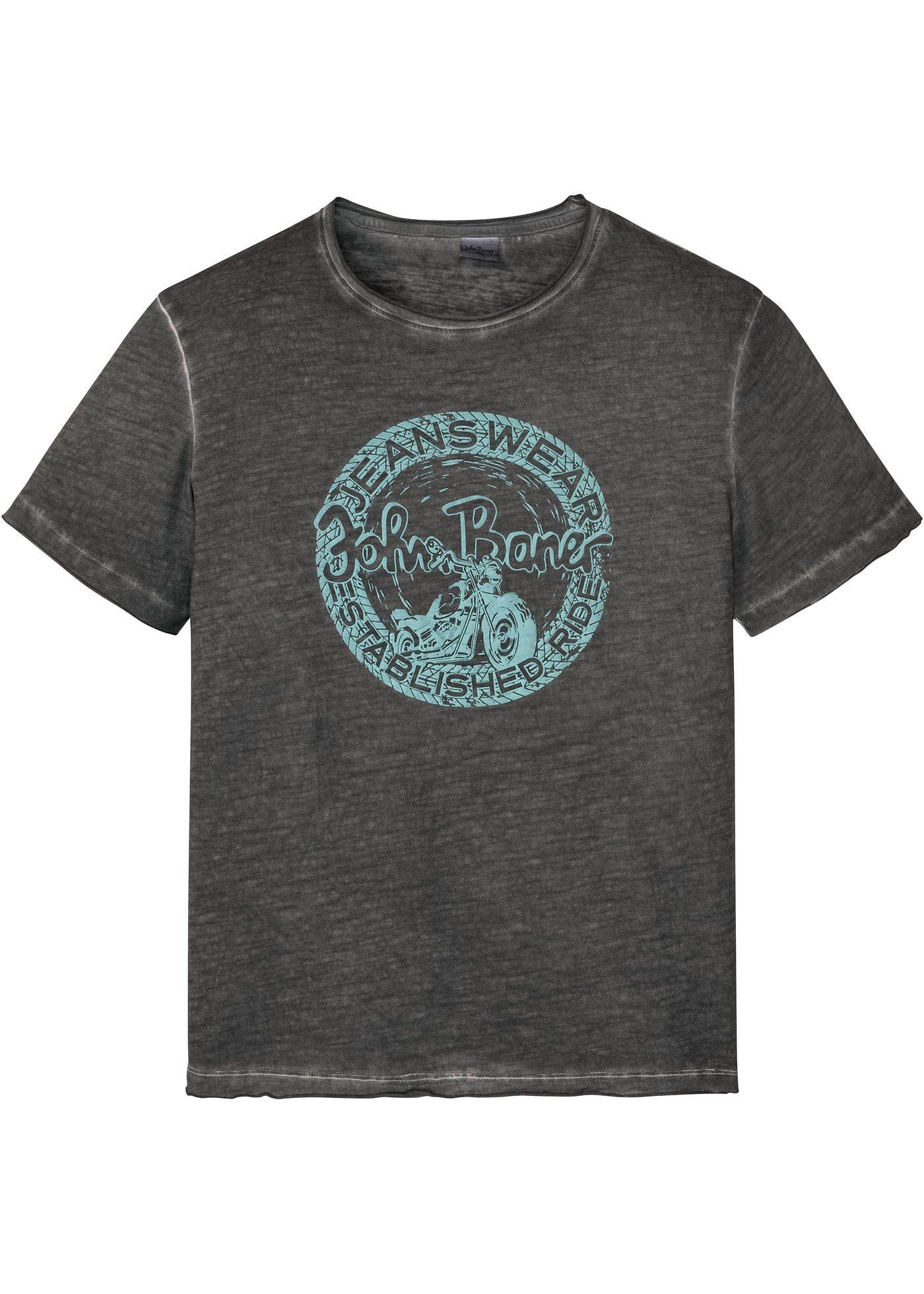 Angesagtes T-Shirt in gewaschener Optik (93832381) in schiefergrau used bedruckt