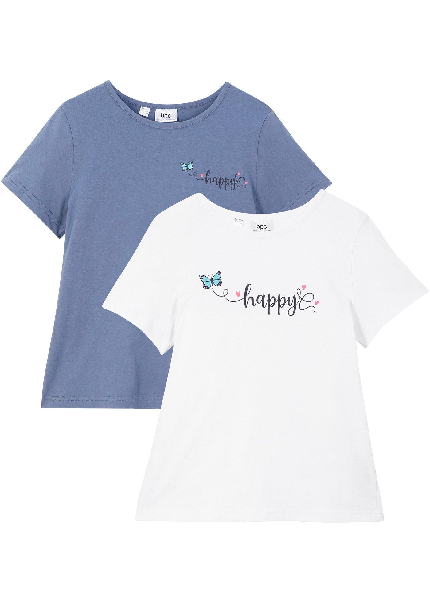 Tolle Shirts mit Mini-Print (91139995) in weiß + jeansblau