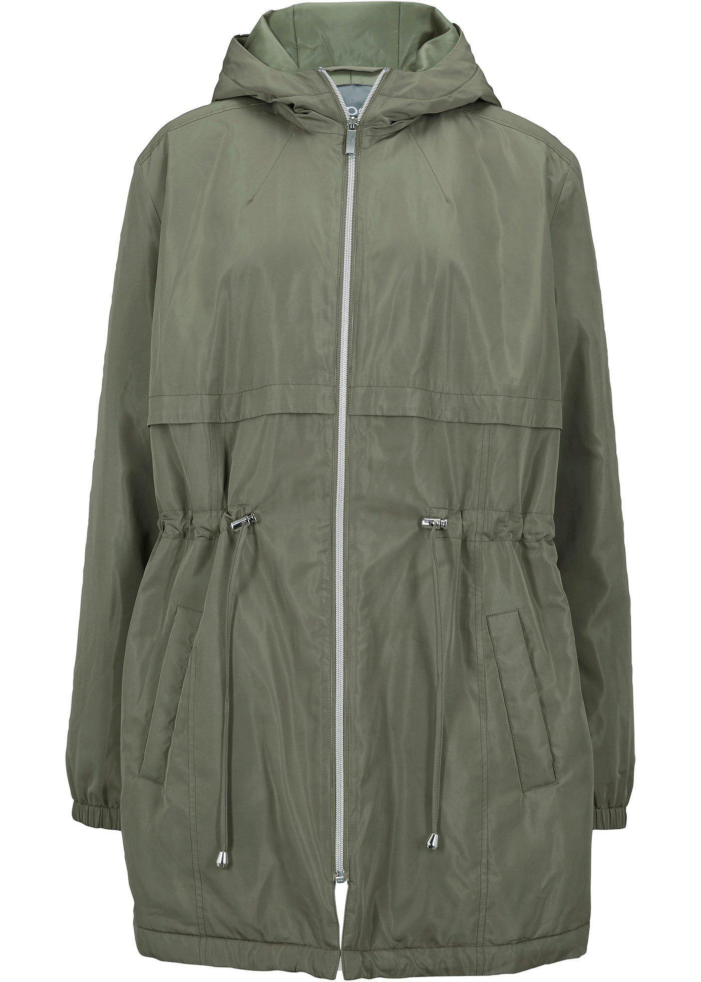 Parka-Jacke mit Kapuze, tailliert mit Kordelzug (92351595) in oliv