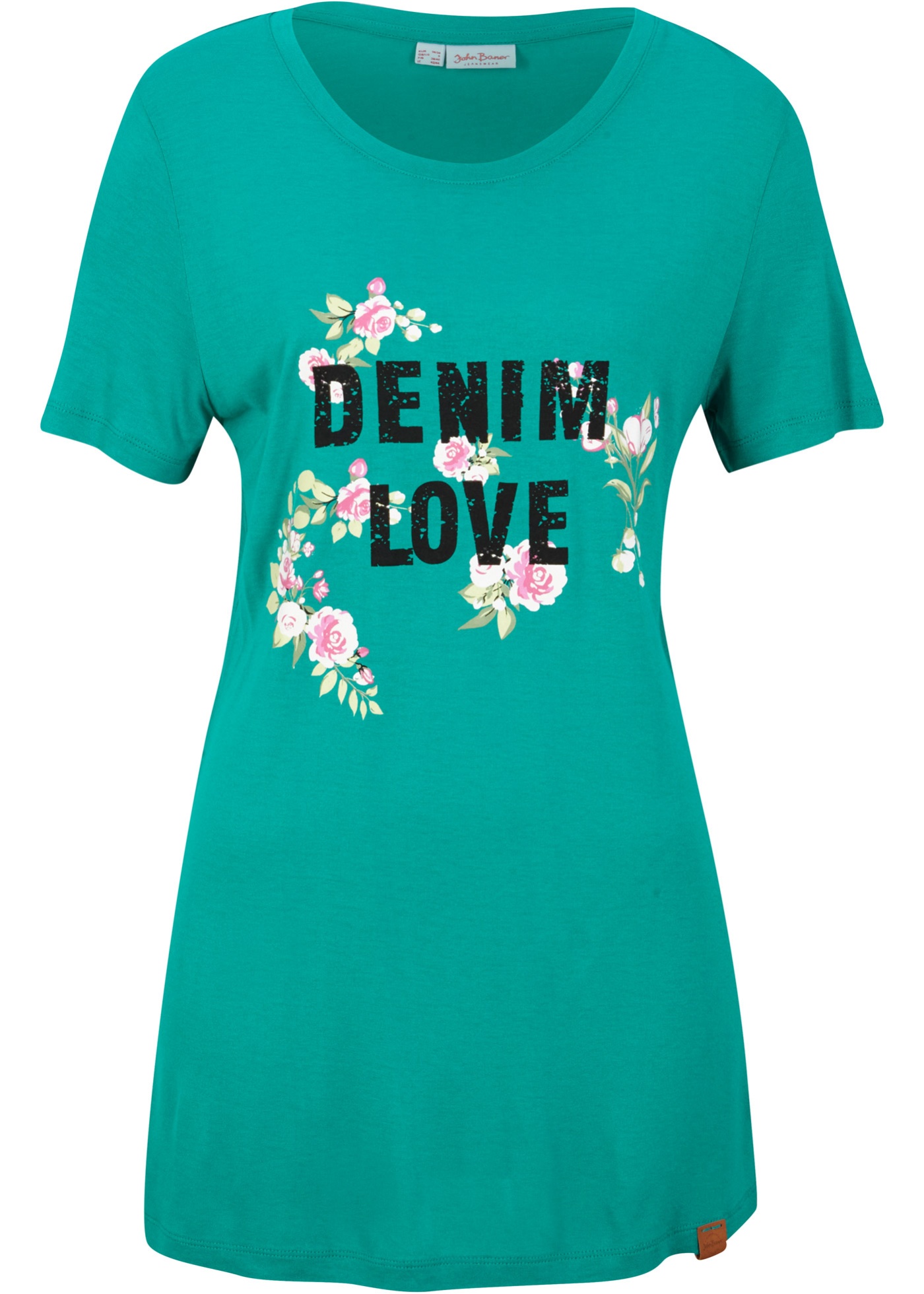 Lässiges T-Shirt mit Blumendruck (92429481) in smaragd
