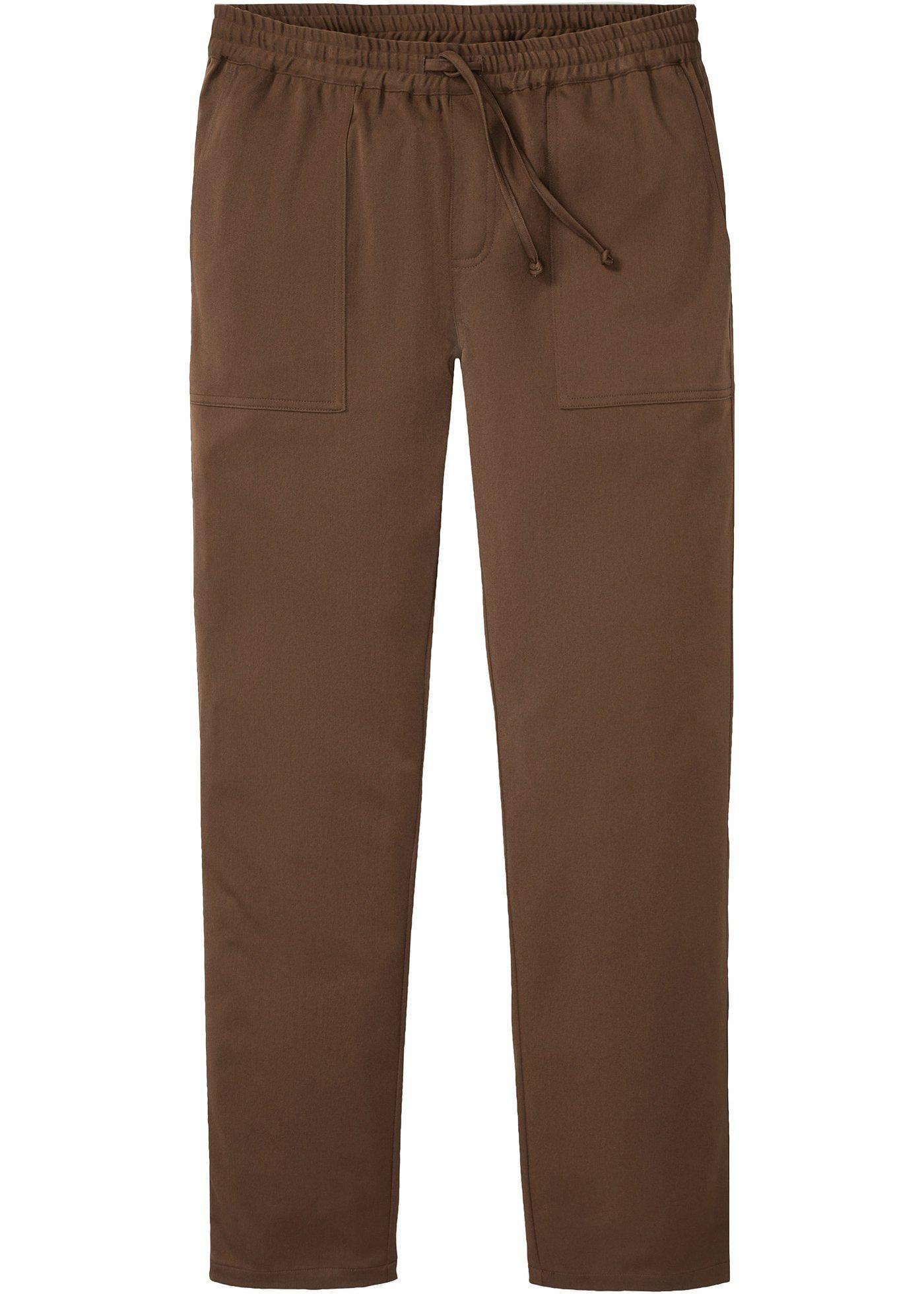 Trendige Schlupfhose mit 2 großen Fronttaschen und elastischem Bund mit Kordelzug (90414981) in braun
