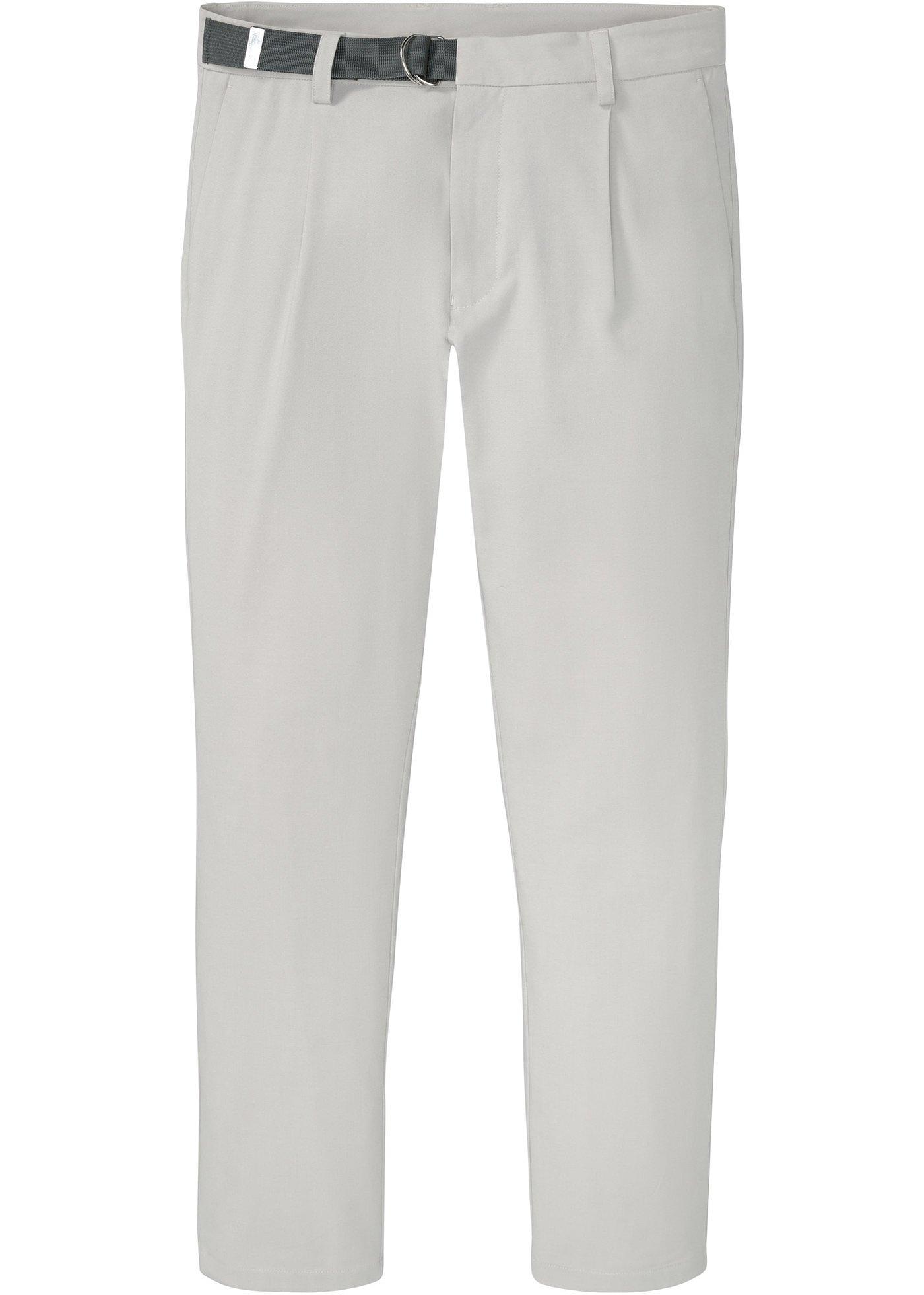 Trendige Chino mit Riemen im Bund und in angesagter leicht verkürzter Länge (95612681) in steingrau