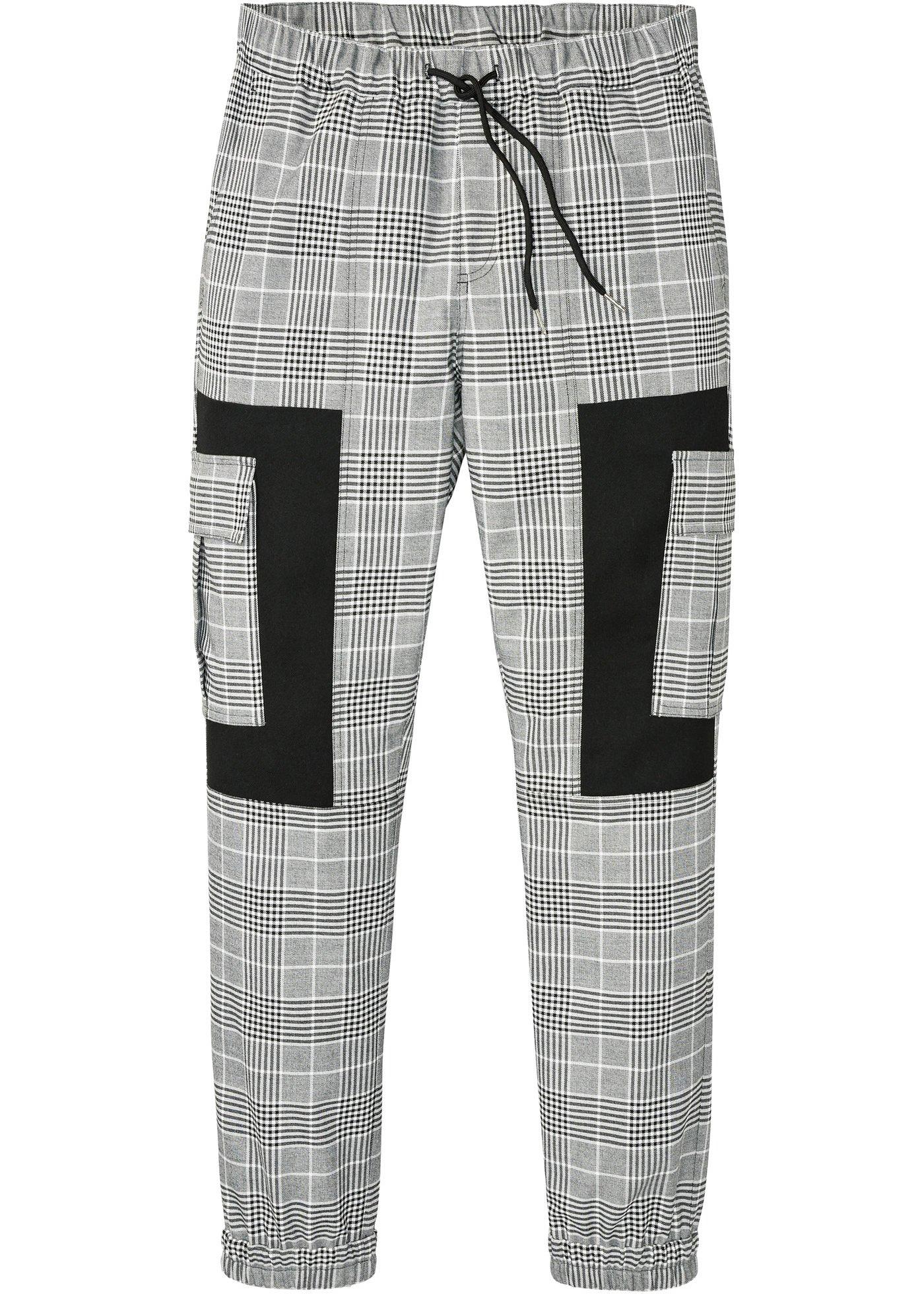 Trendige Schlupfhose mit elastischem Bund und Kordelzug und vielen Taschen. (90446281) in kariert