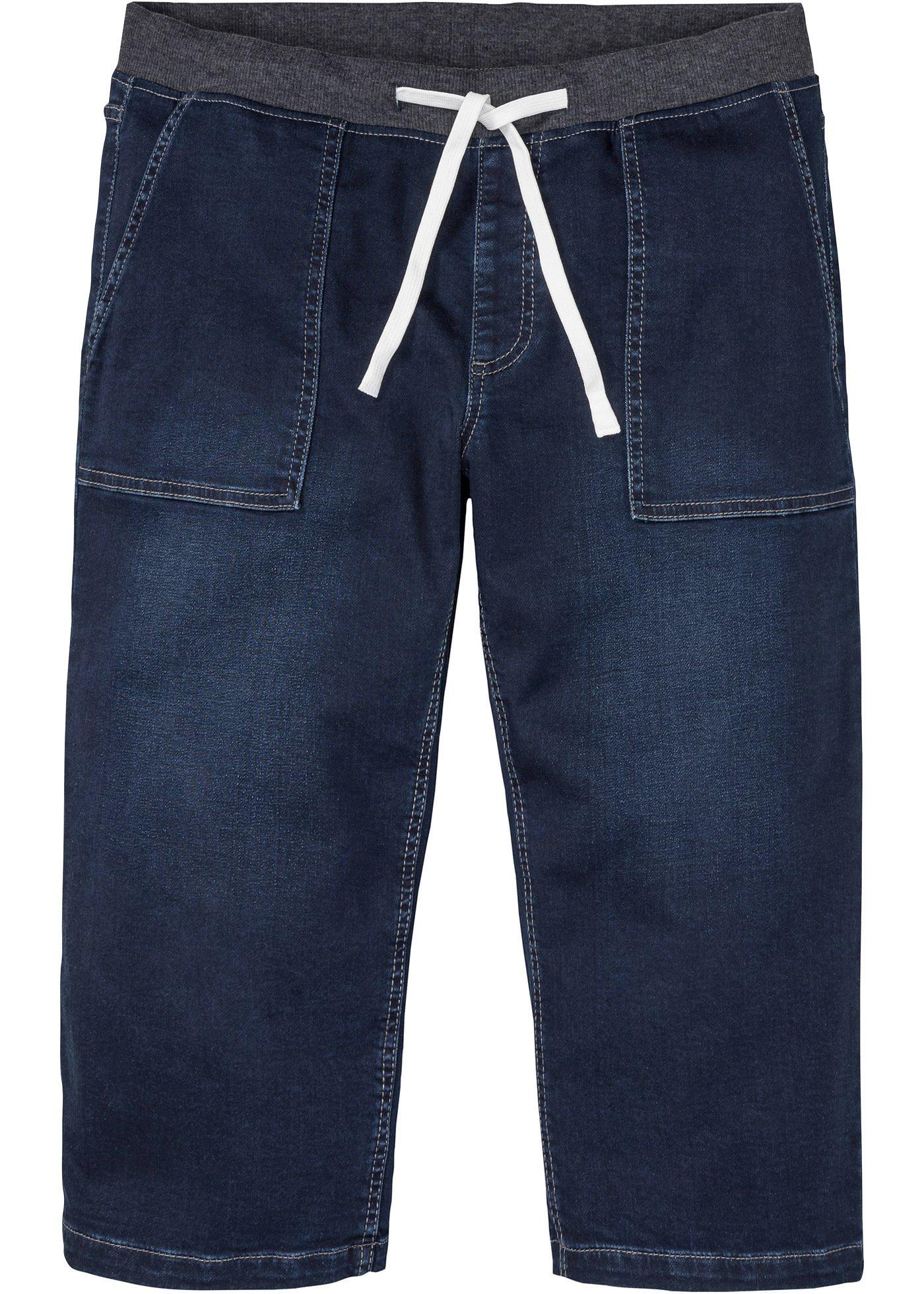 Moderne 3/4 Sweat-Schlupfjeans mit elastischem Bund und Kordelzug (94943281) in dunkelblau denim