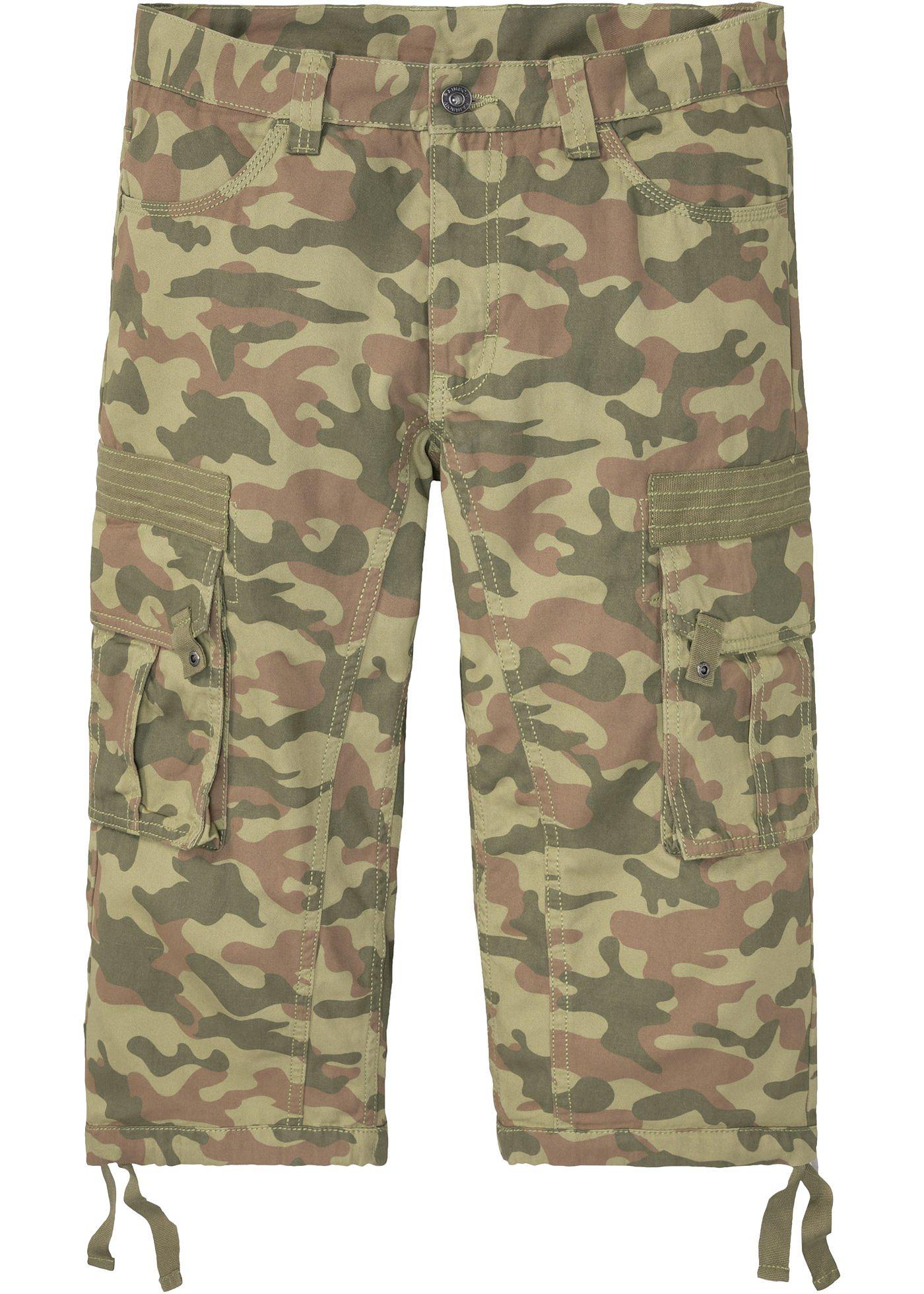Coole 3/4 Cargo-Hose im angesagten Camouflage-Look (94946781) in oliv bedruckt