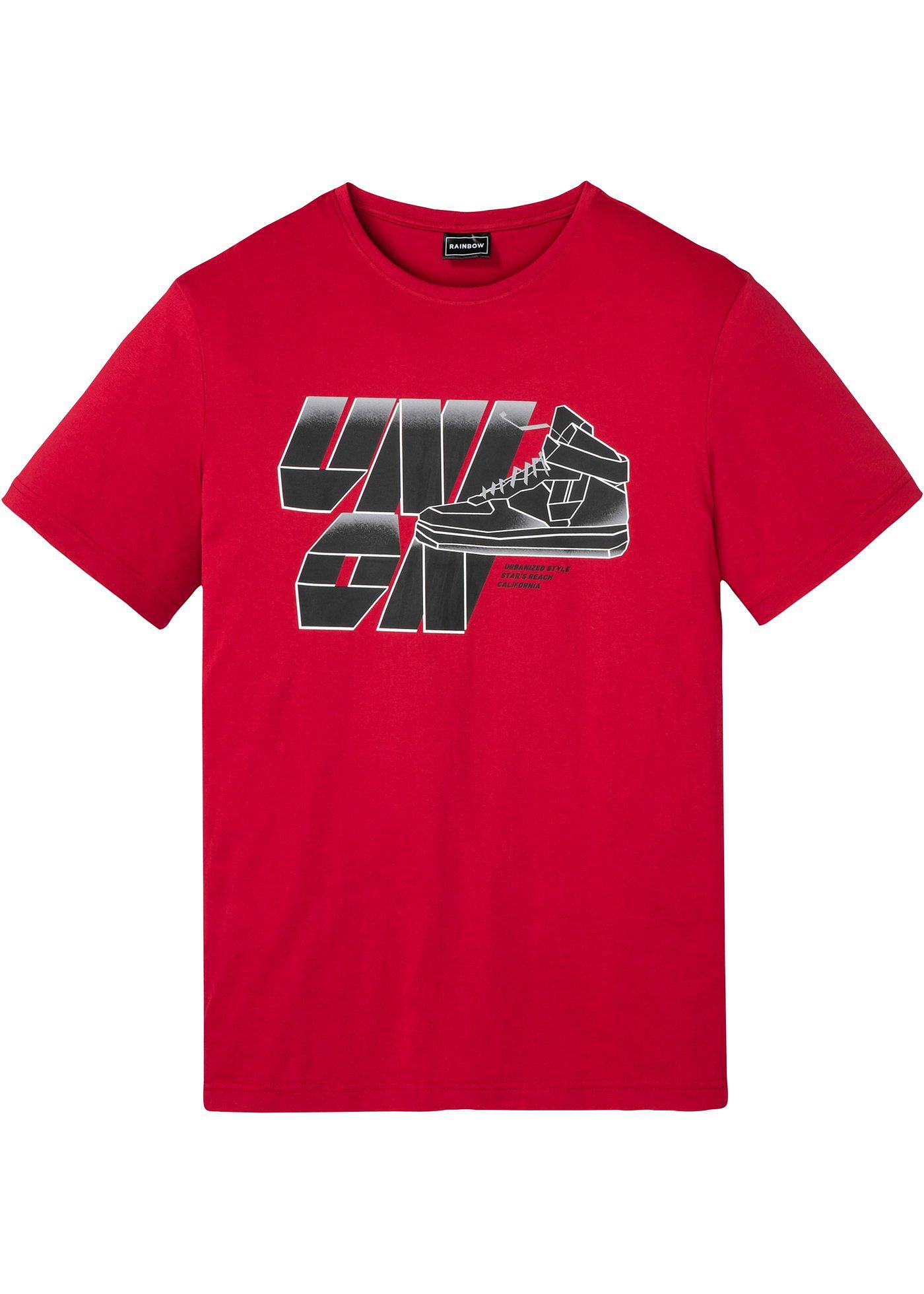 Modernes T-Shirt mit angesagtem Druck-Motiv vorne (95236881) in rot bedruckt