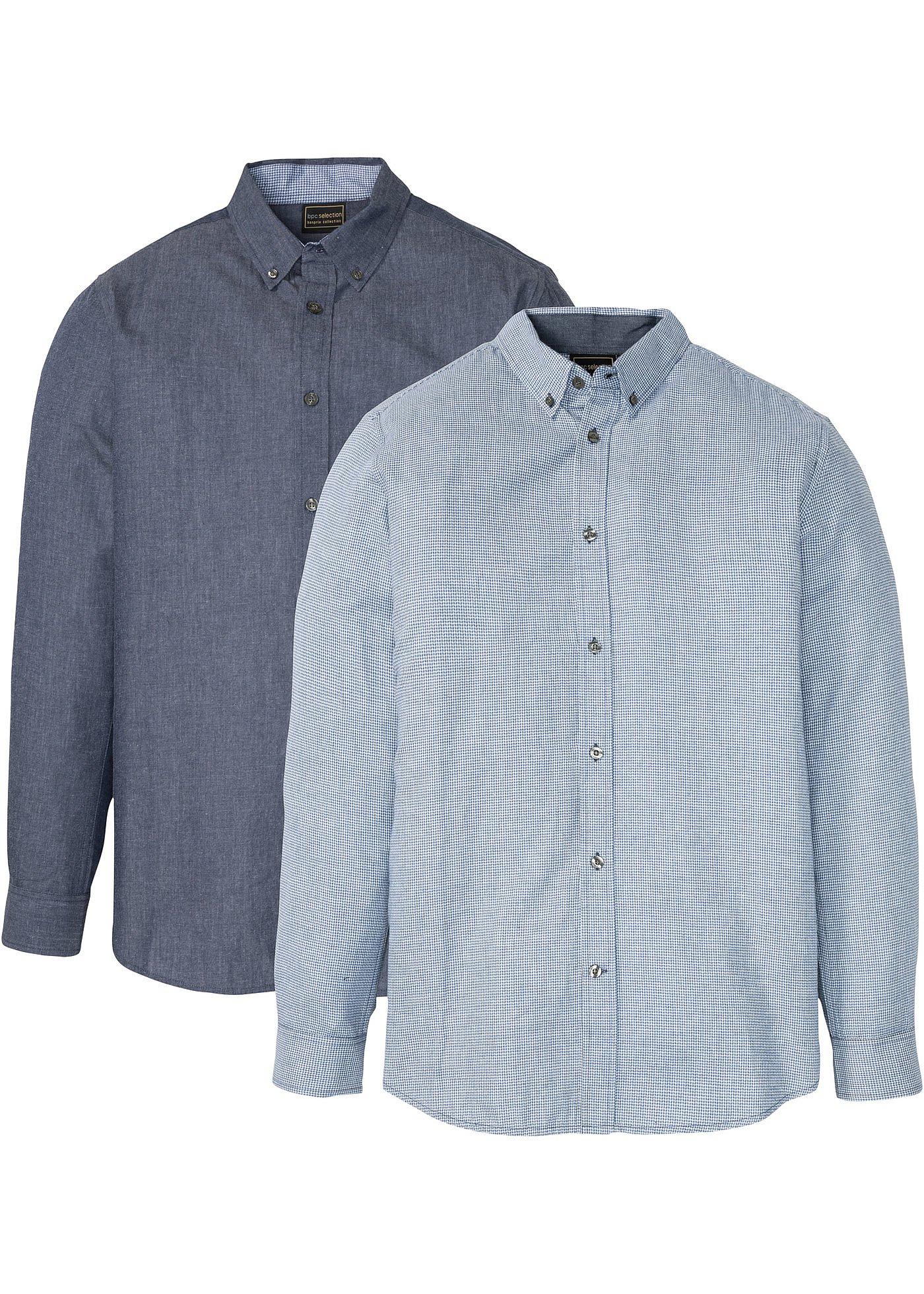 Business-Hemd aus reiner Baumwolle, Langarm (2er Pack)