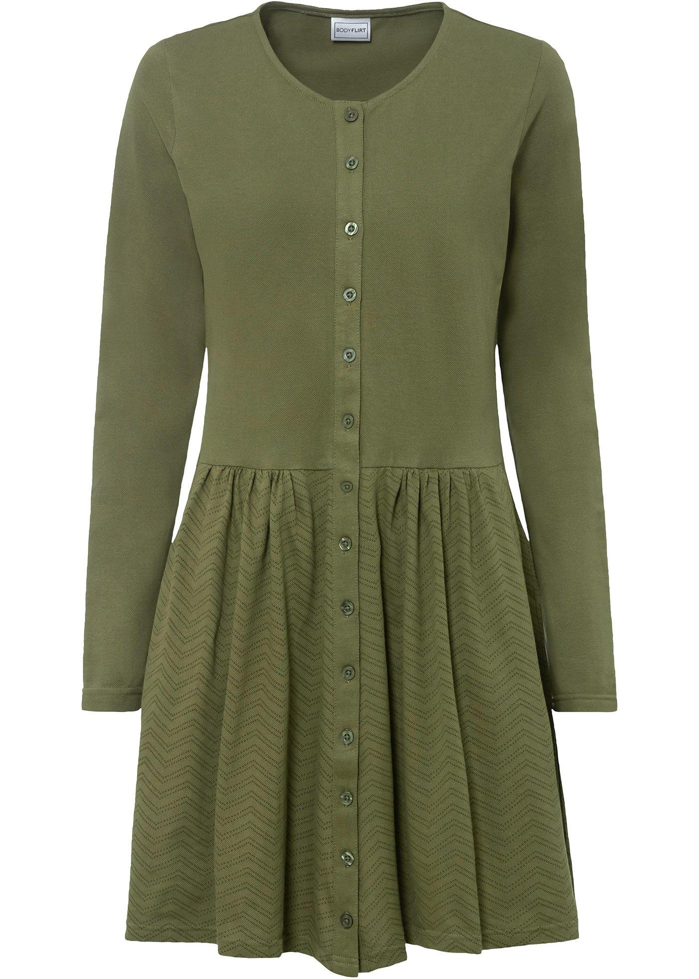Jerseykleid (95847195) in olivgrün bedruckt