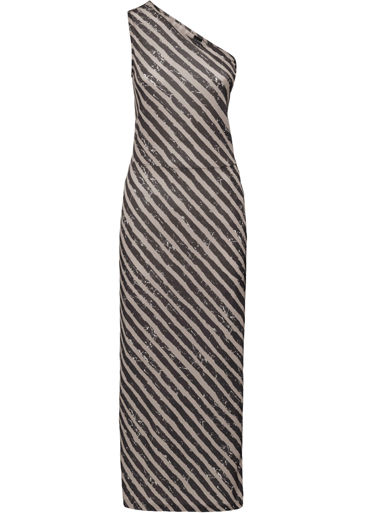 Figurbetontes One-Shoulder-Kleid in langer Passform. (97502895) in braun gestreift