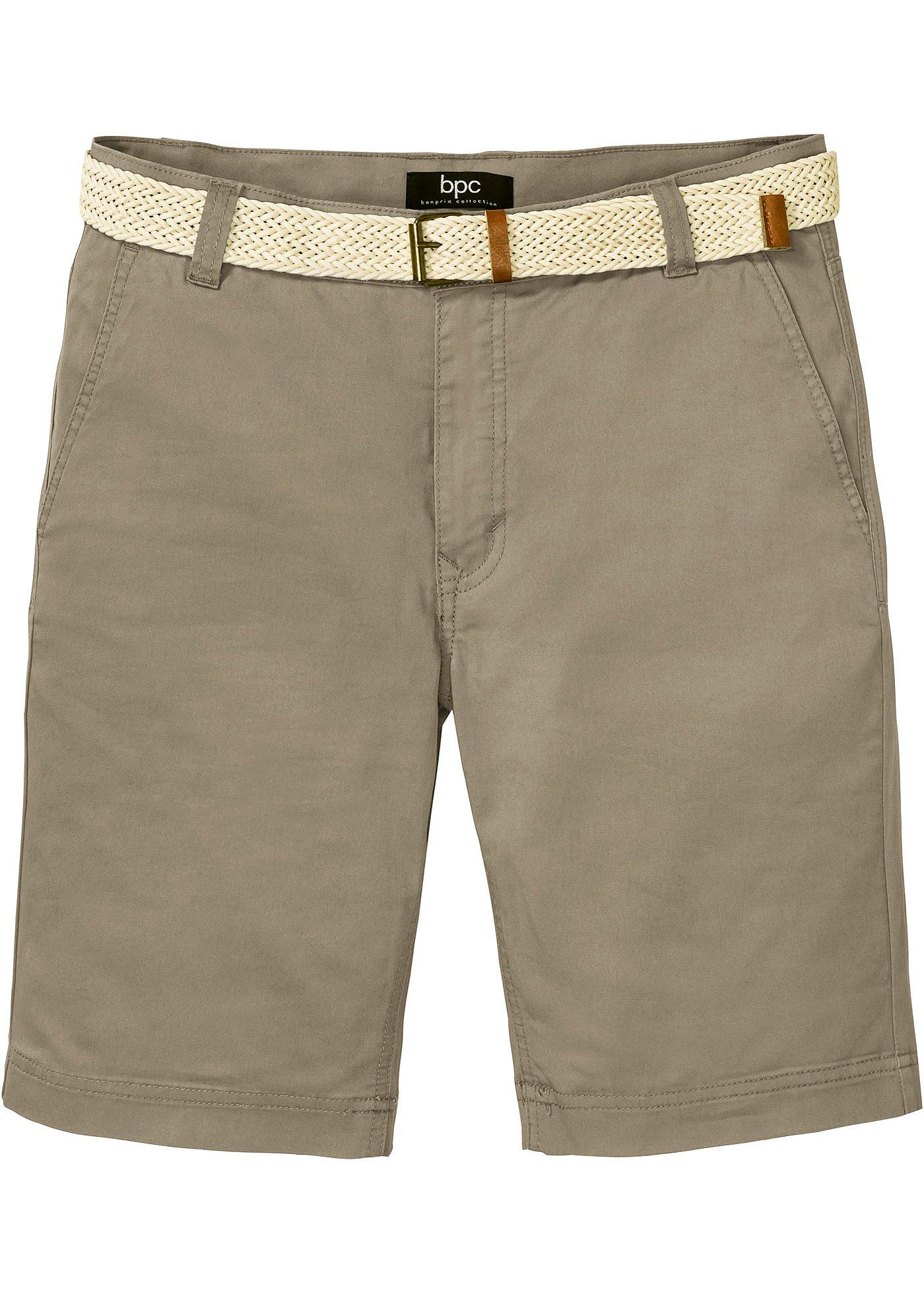 Stretch-Chino-Bermuda mit Gürtel, Regular Fit