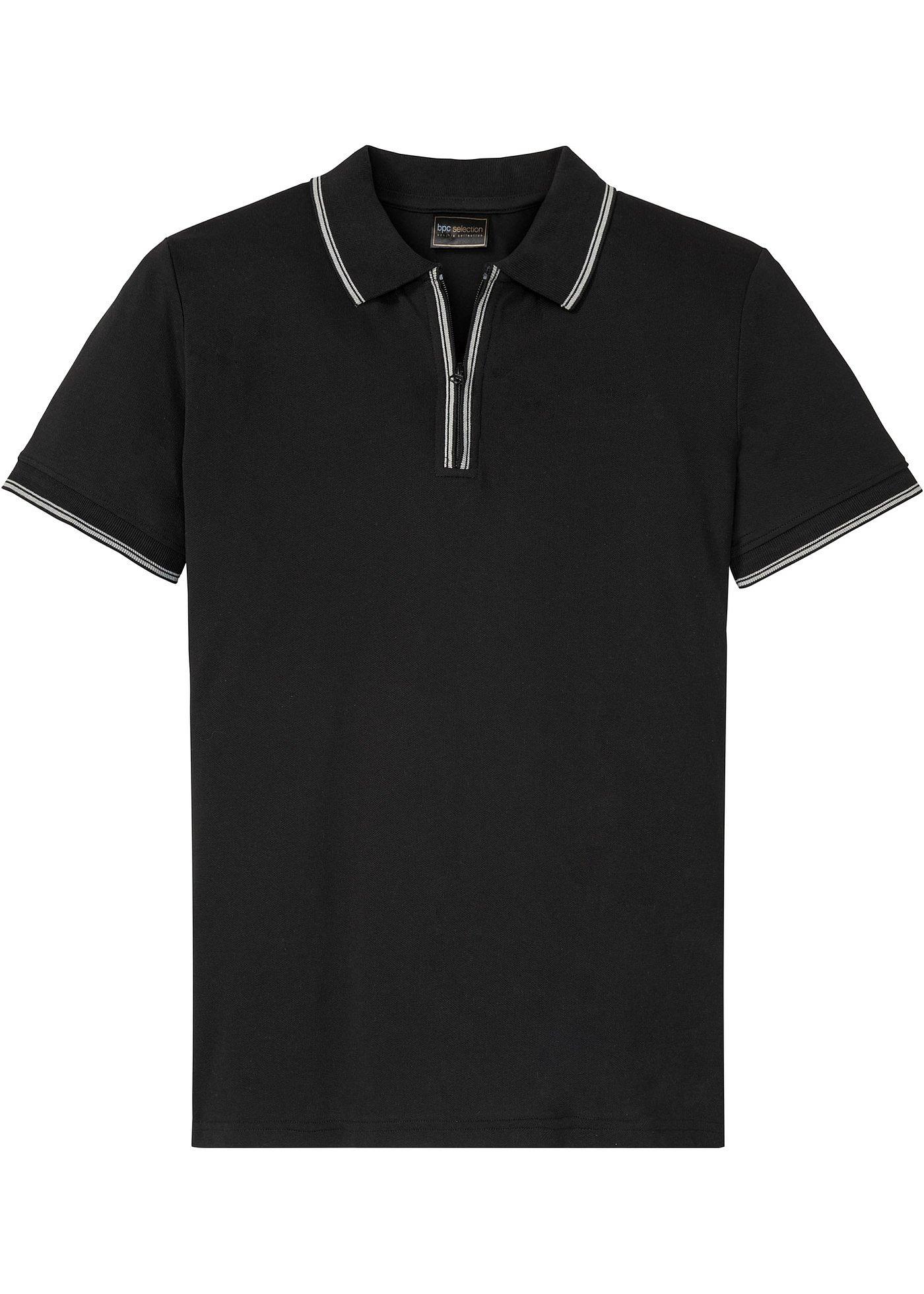 Piqué-Poloshirt mit Reißverschluss aus reiner Baumwolle