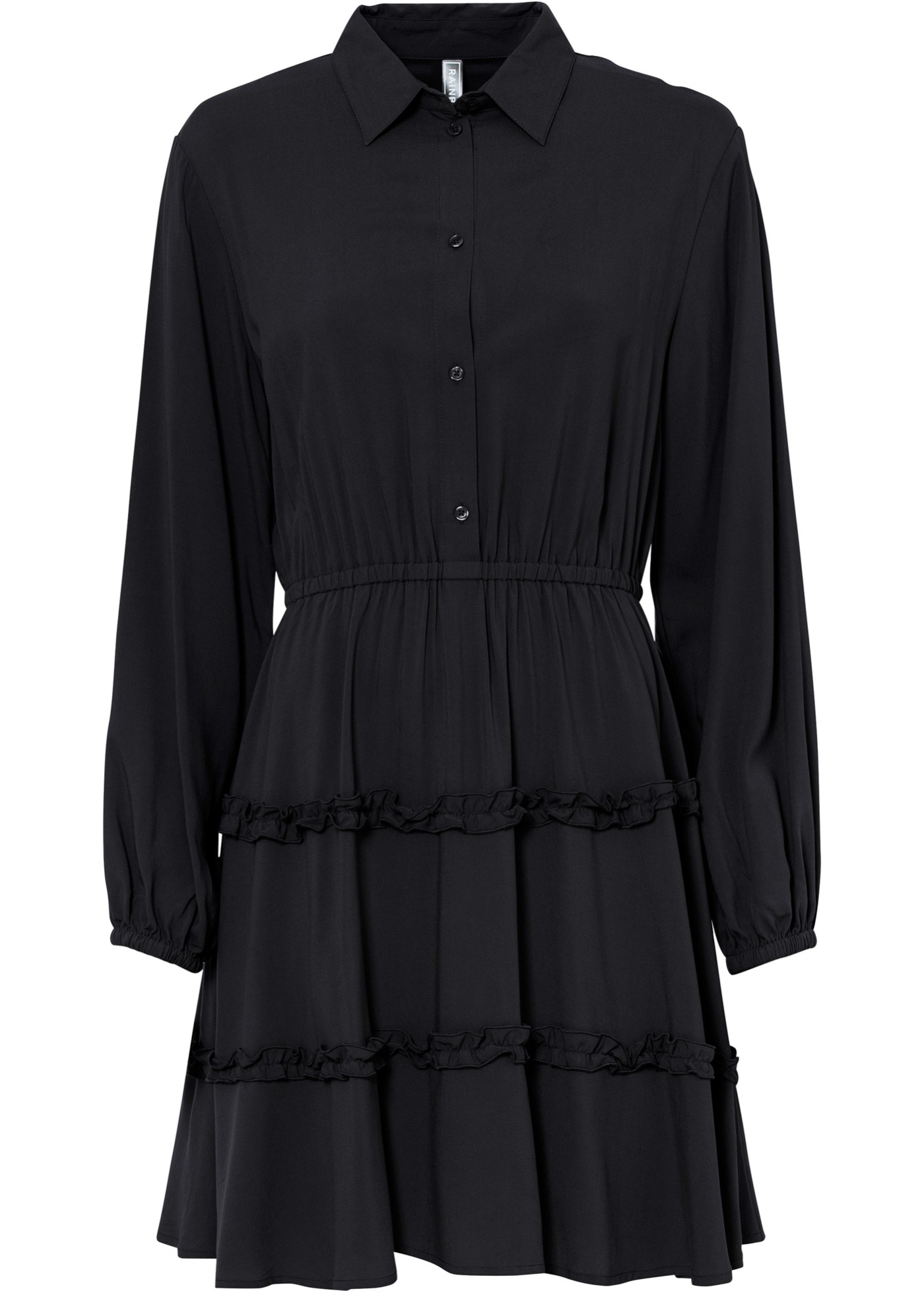 Kleid mit Ballonärmeln und Hemdkragen (97624181) in schwarz