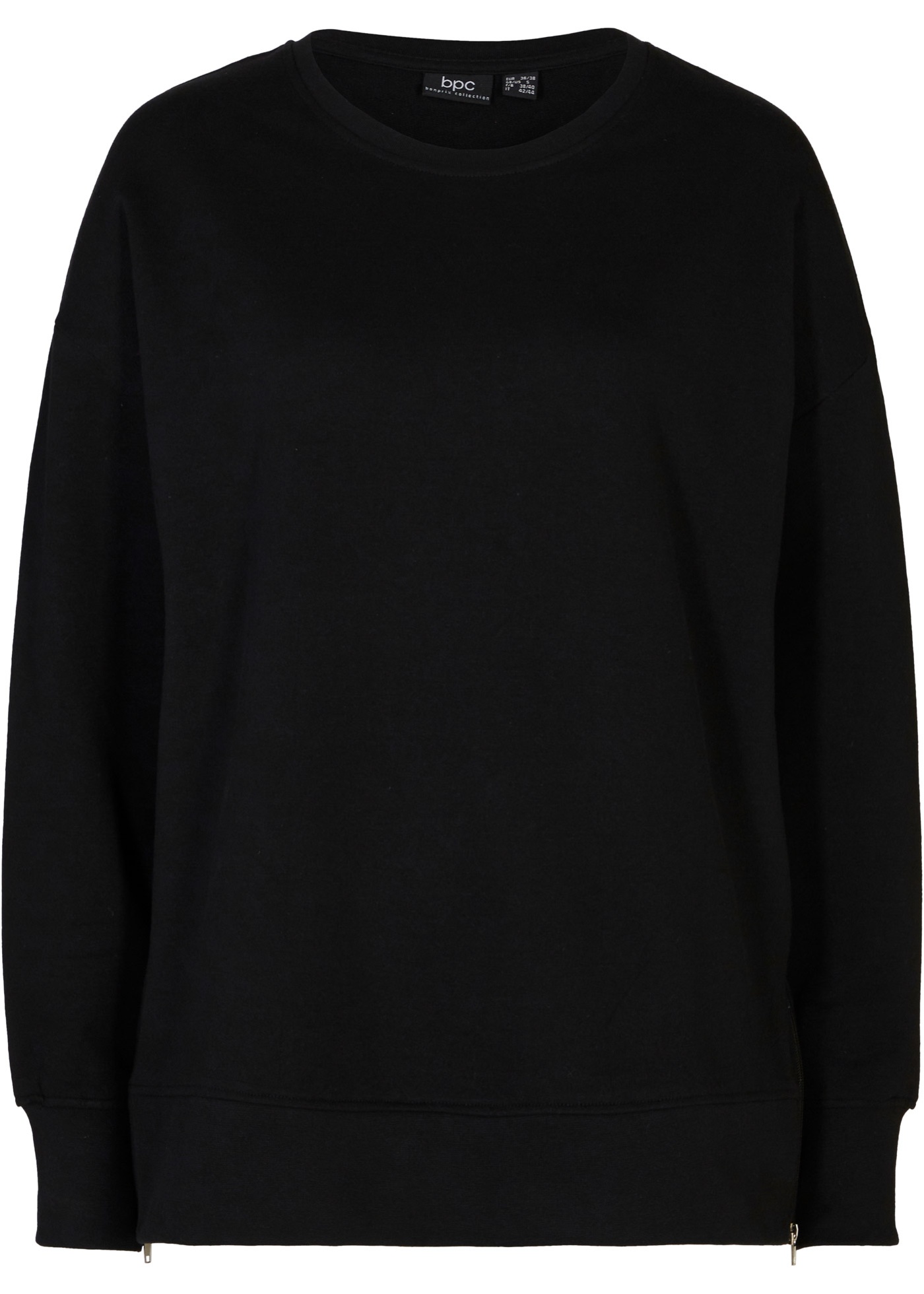 Bequemes Sweatshirt mit modischen Reißverschluss-Schlitzen an den Seiten. (97001895) in schwarz