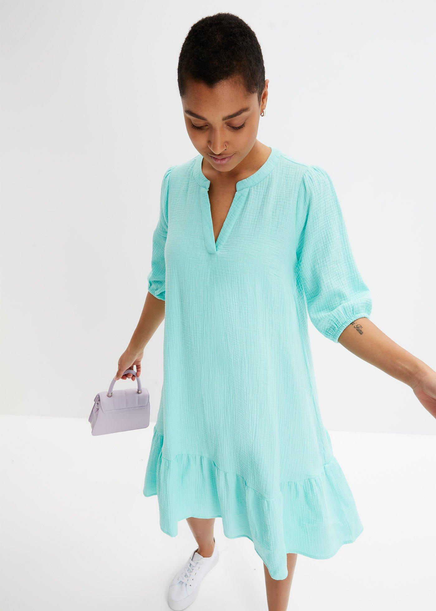 Musselin Sommerkleid Für Damen - Leichtes Wickelkleid Mit V-Ausschnitt | A-Linie | Kurz | Luftig