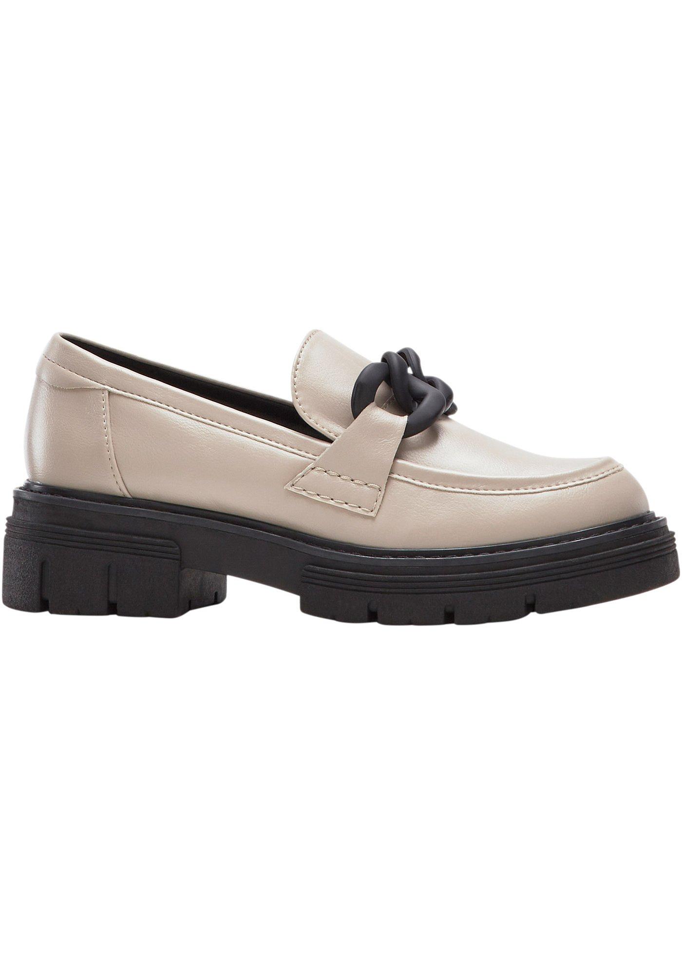 Trendiger Marco Tozzi Loafer mit dekorativer Kette - creme
