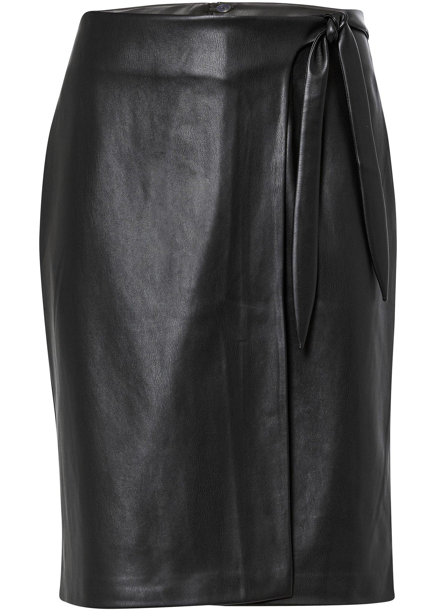 Moderner Rock in Wickeloptik mit Bindeband schwarz, regular