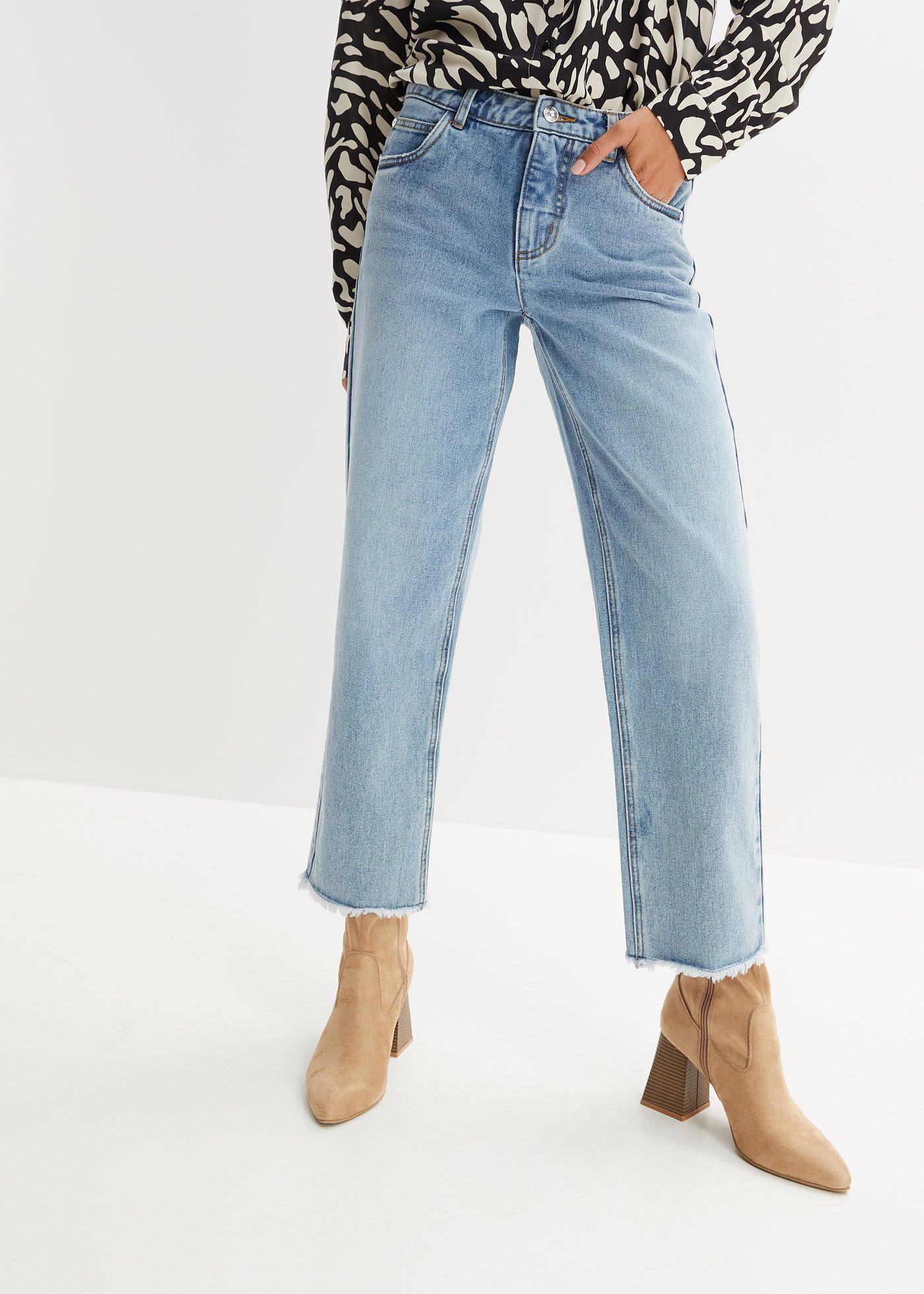 Moderne Jeans mit offenem Saum hellblau denim, regular