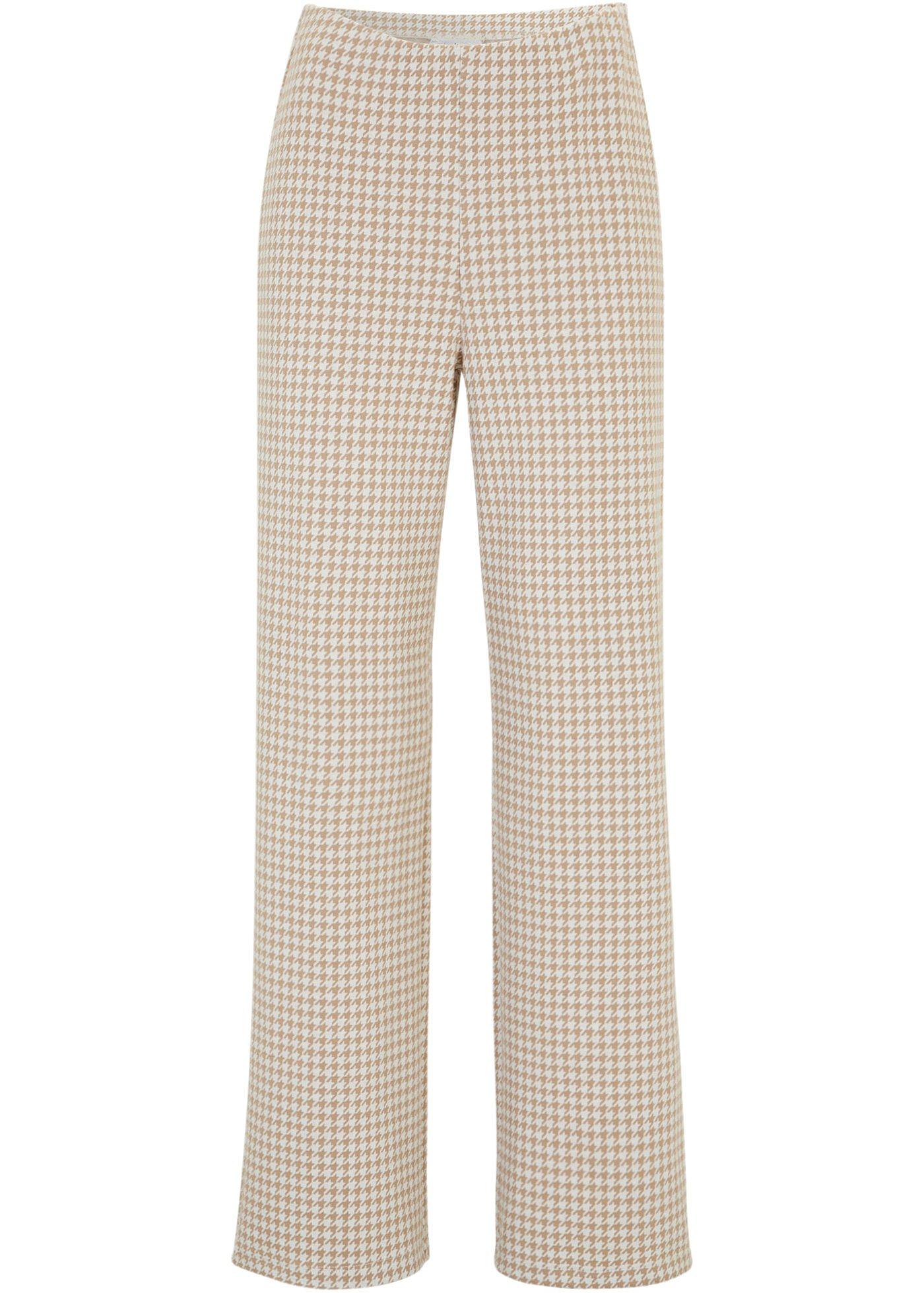 Stretch-Hose mit Hahnentrittmuster, Wide leg