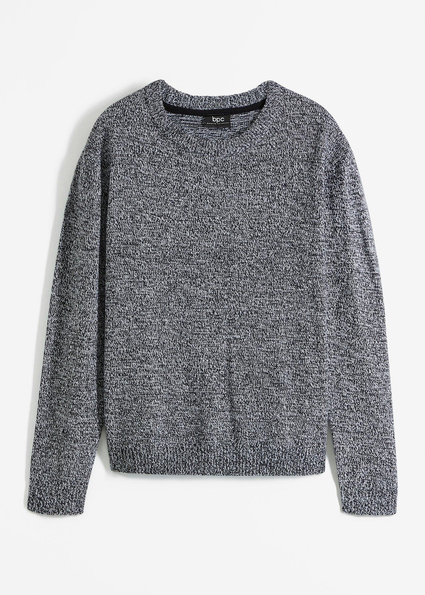 Strick-Pullover mit Rundhals-Ausschnitt in Melange